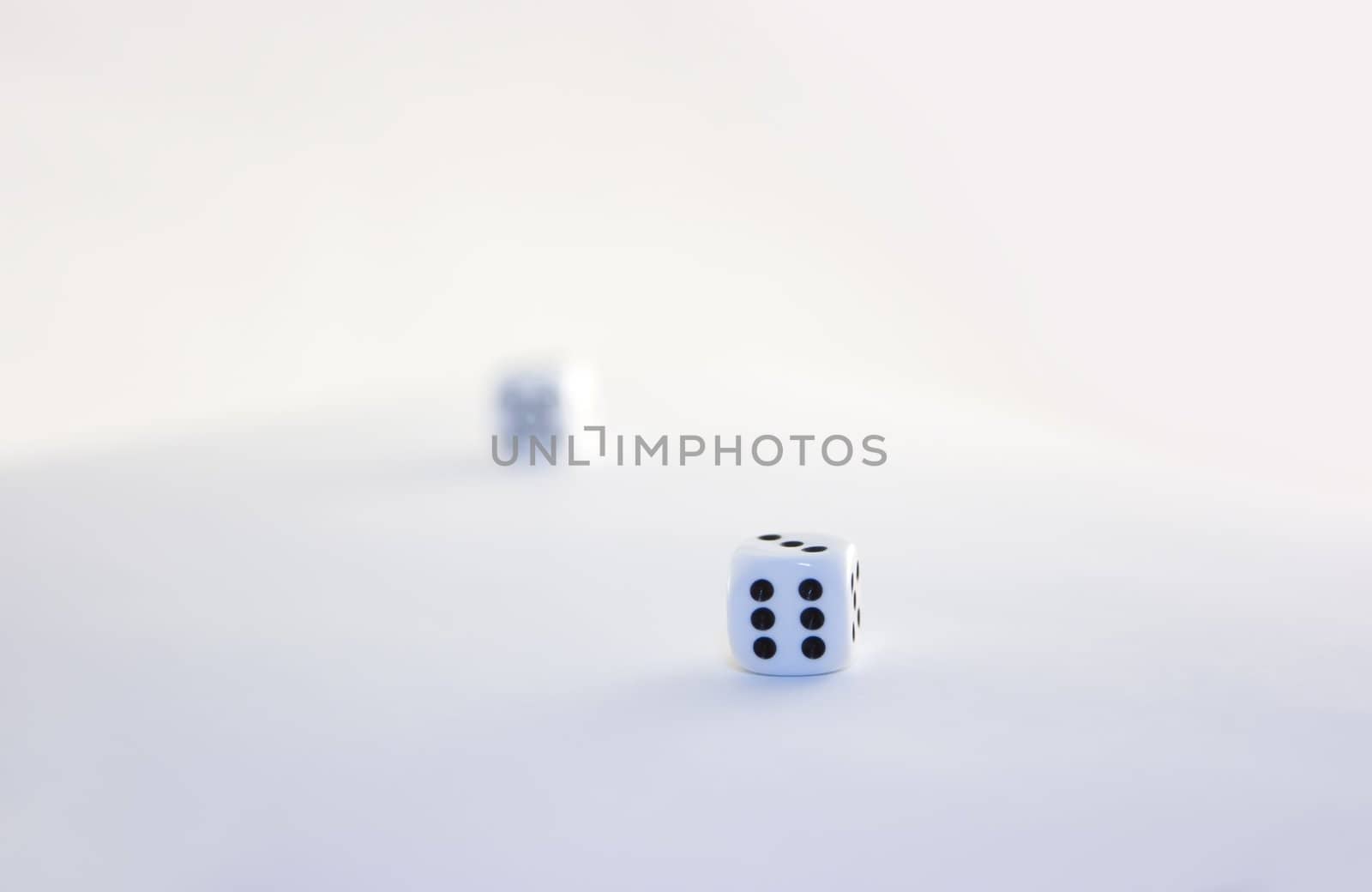 Two dices on white surface