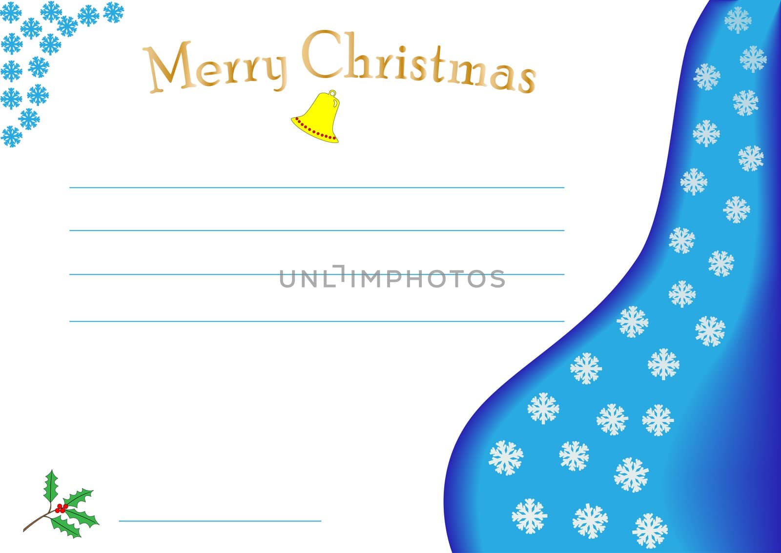 Christmas greeting card with place for writing