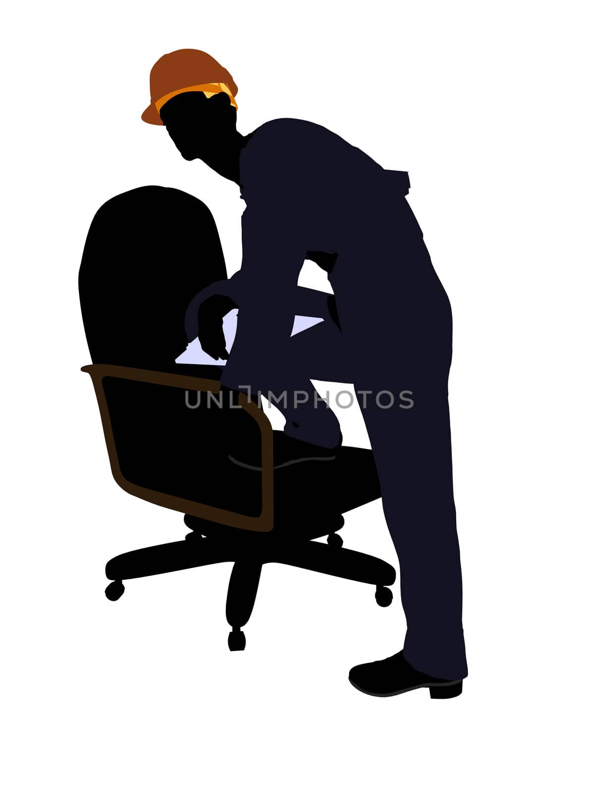 Male construction worker art illustration silhouette on a white background
