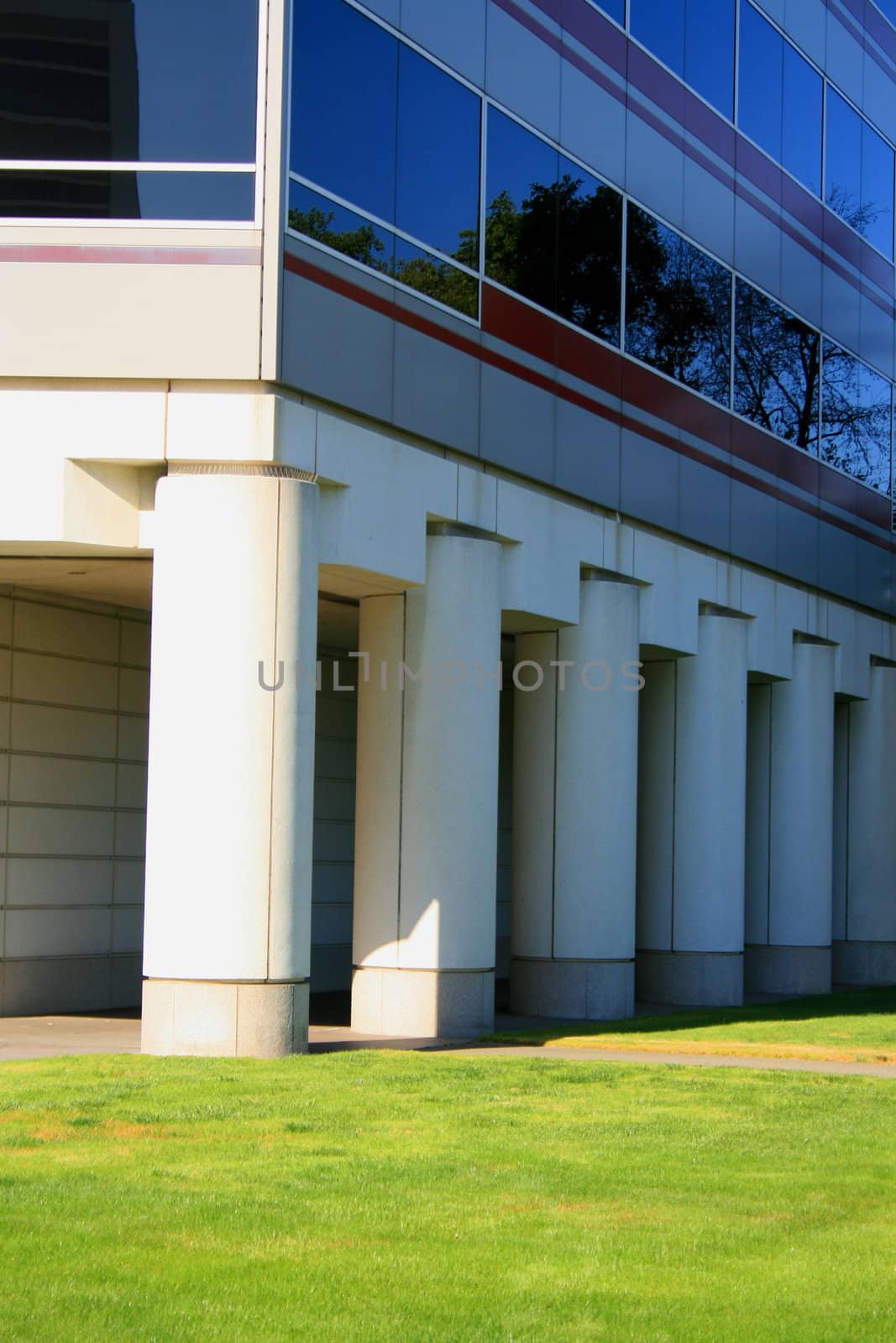 Close up of a modern building.
