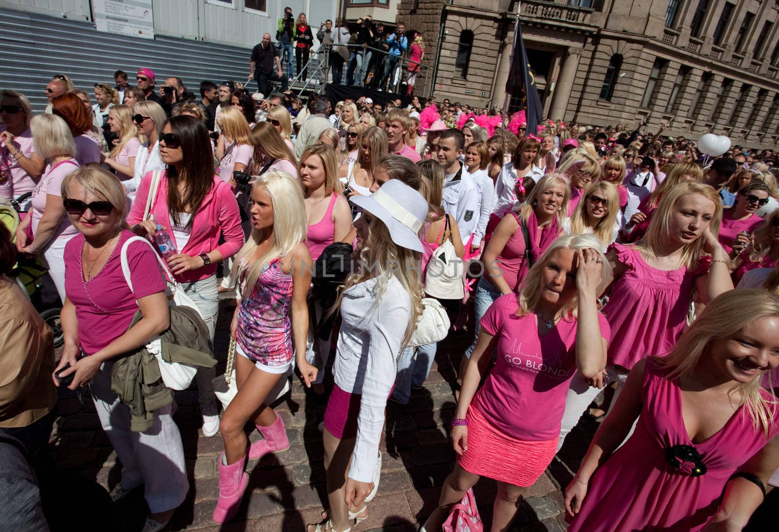 RIGA, LATVIA - MAY 23: Many beautiful girls at Go Blonde parade Organized by the Latvian Association of Blonds in May 29, 2010, Riga.