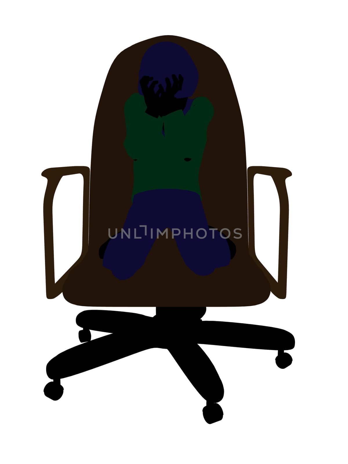 Female teenager sitting in a chair silhouette on a white background
