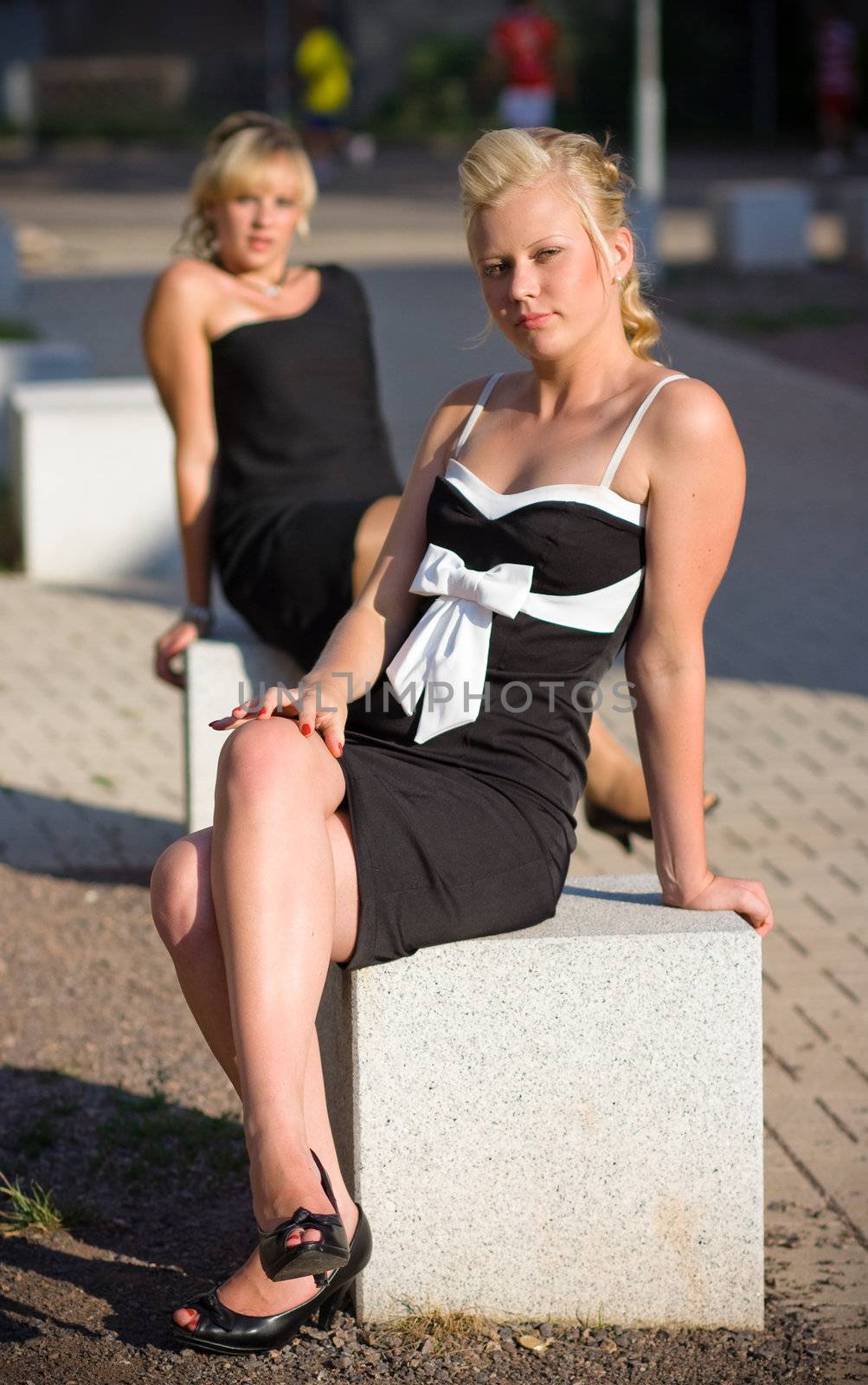 young beauty woman in black clothes