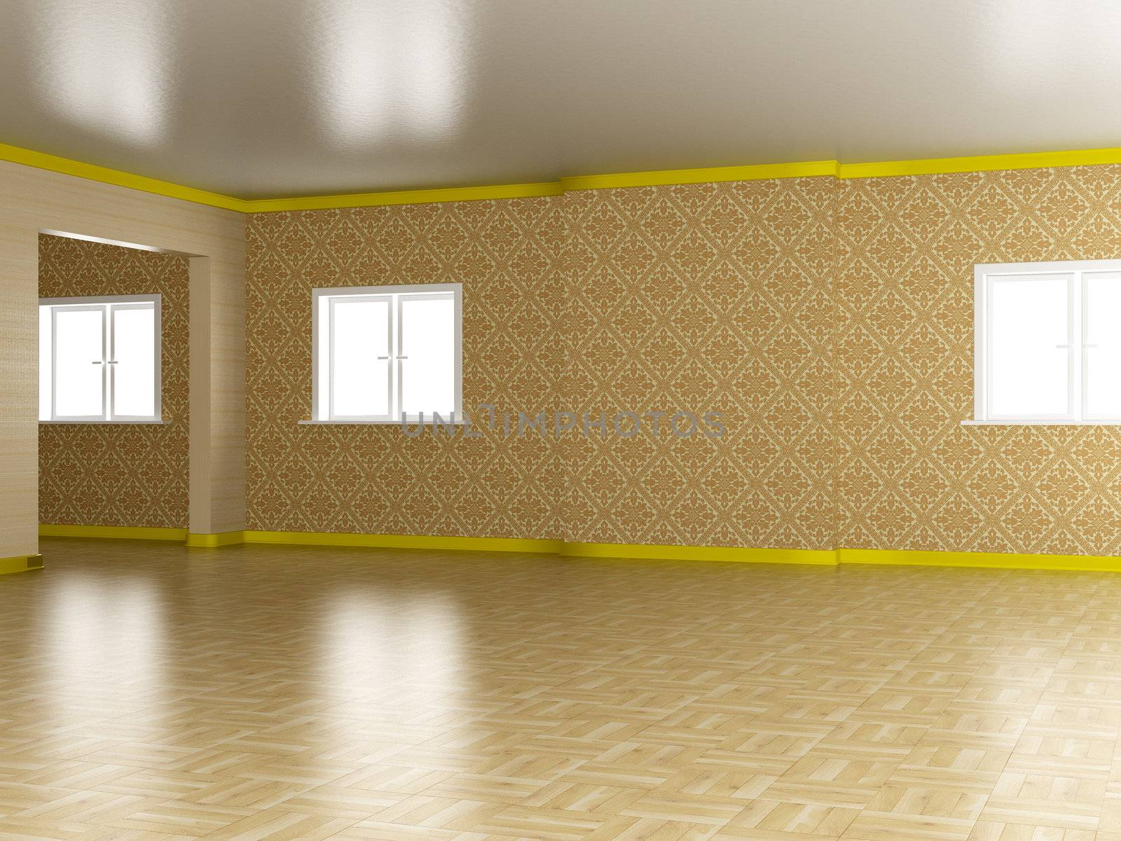Empty room. A modern apartment. 3D image