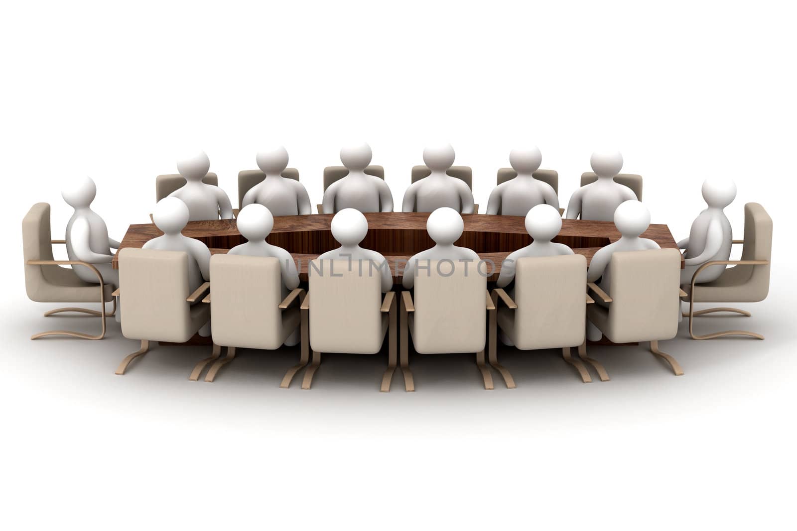 Conference of halls on a white background. 3D image.