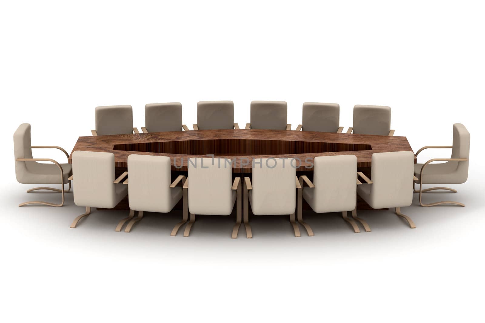 Conference of halls on a white background. 3D image.