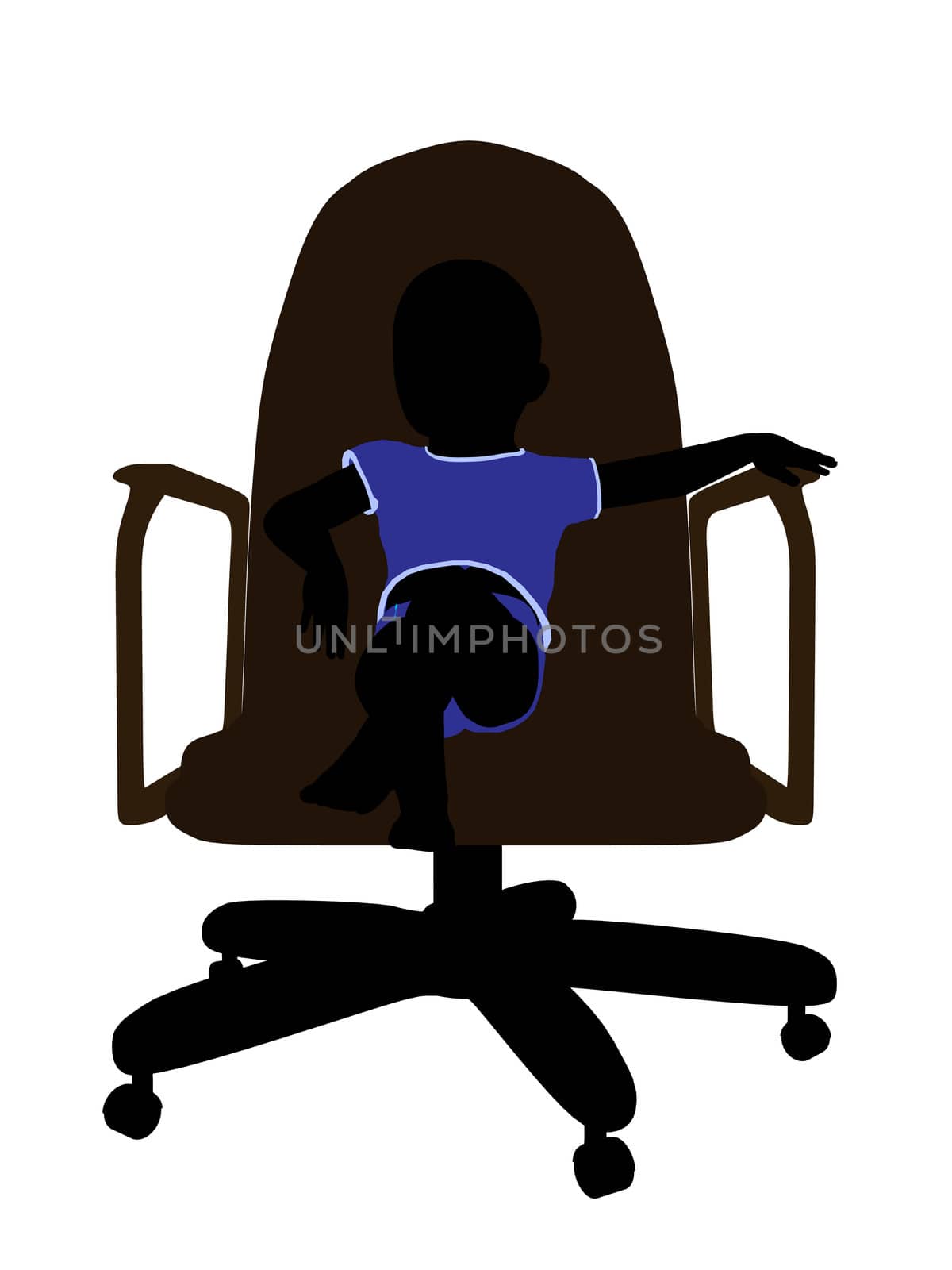 Male baby sitting on a chair art illustration silhouette on a white background
