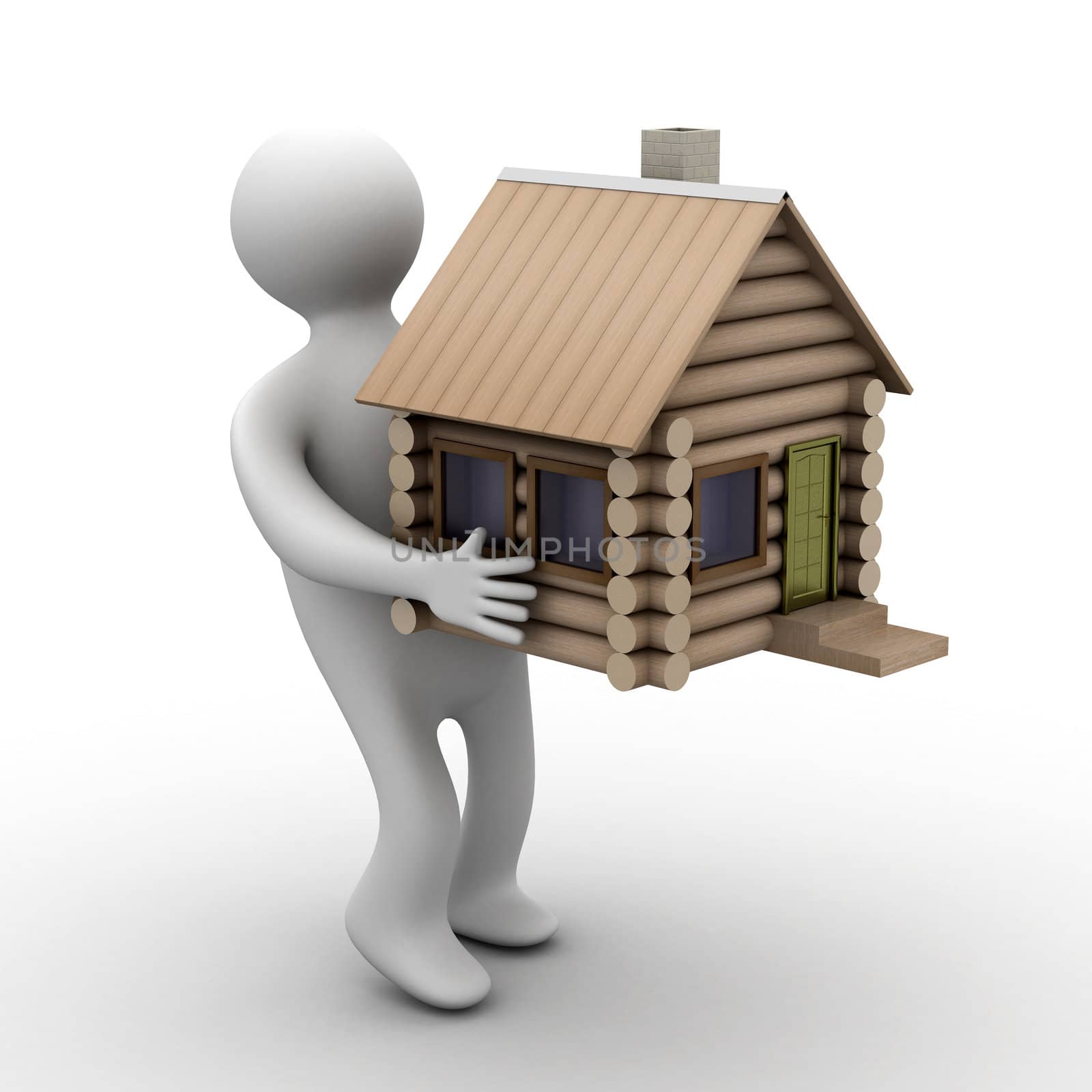 house in a gift. 3D image. isolated illustrations
