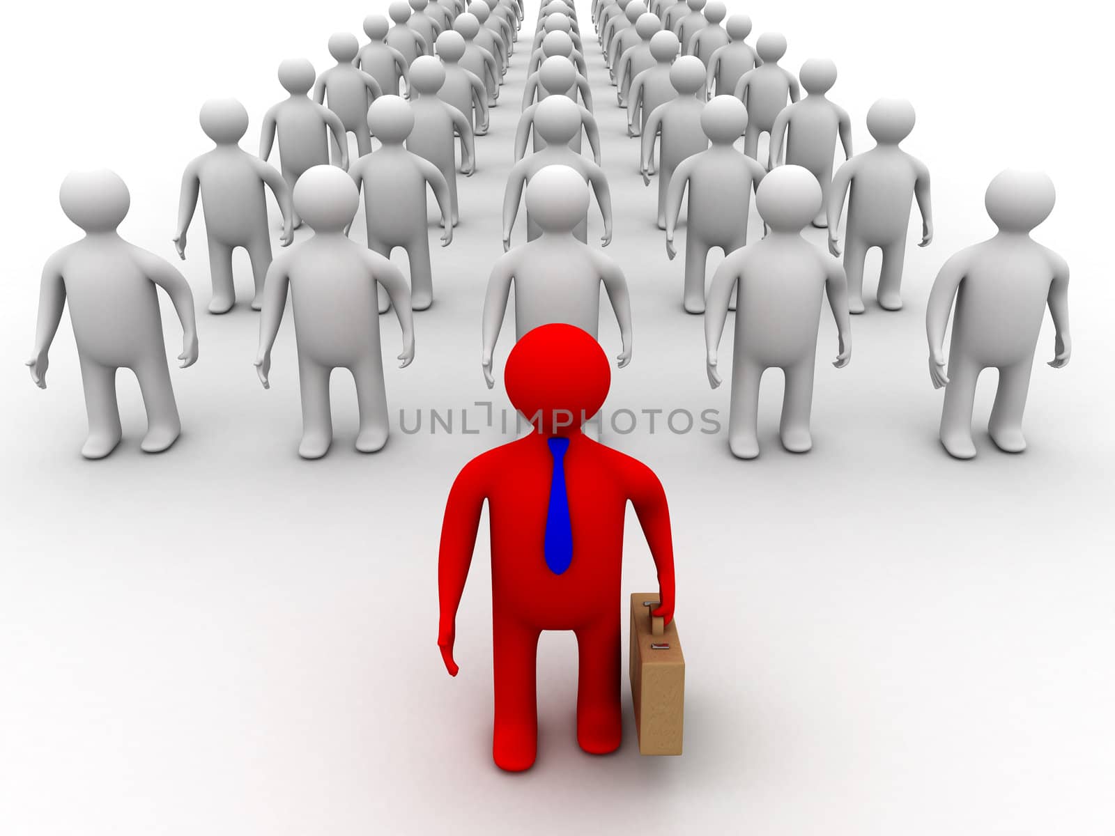 Conceptual image of teamwork. 3D image.