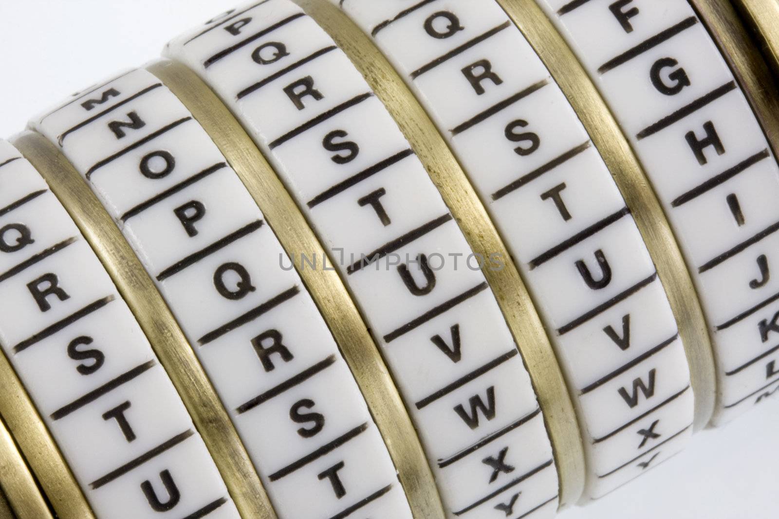 Word truth set as a secret keyword in a combination puzzle box with letter rings known as Cryptex