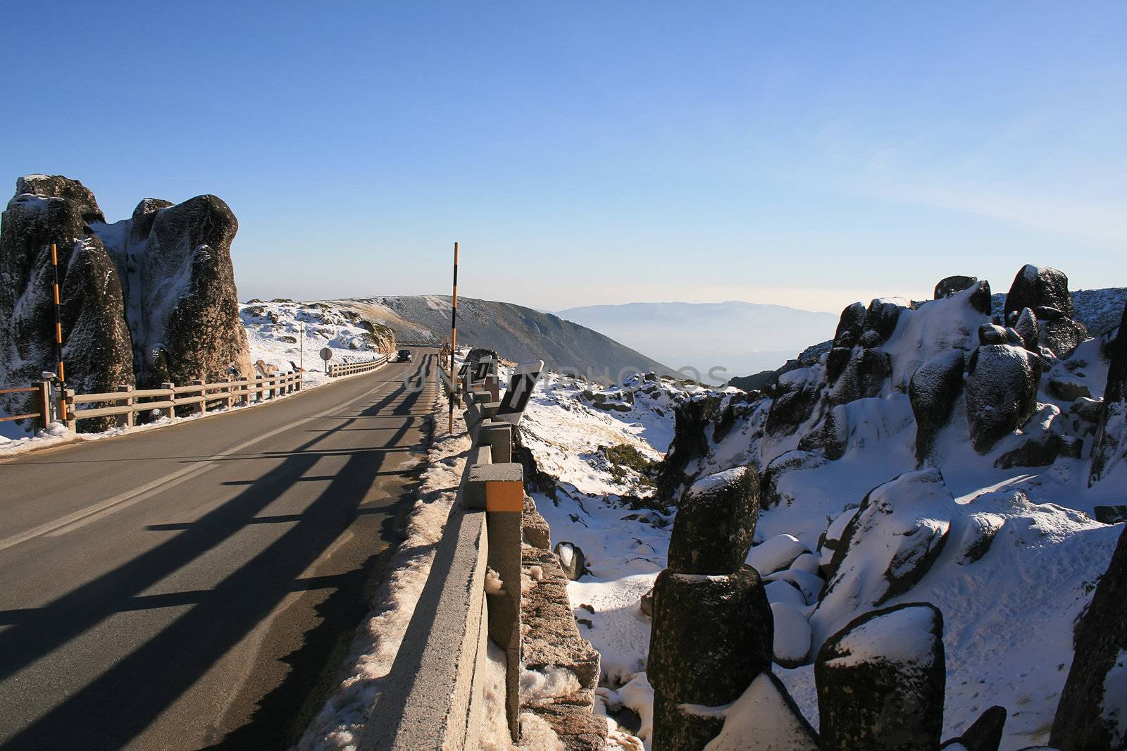 Road on a snow moutain