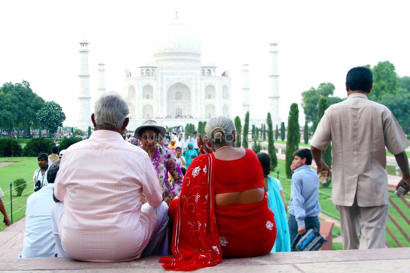 Unusual view of the Taj Mahal in Agra India