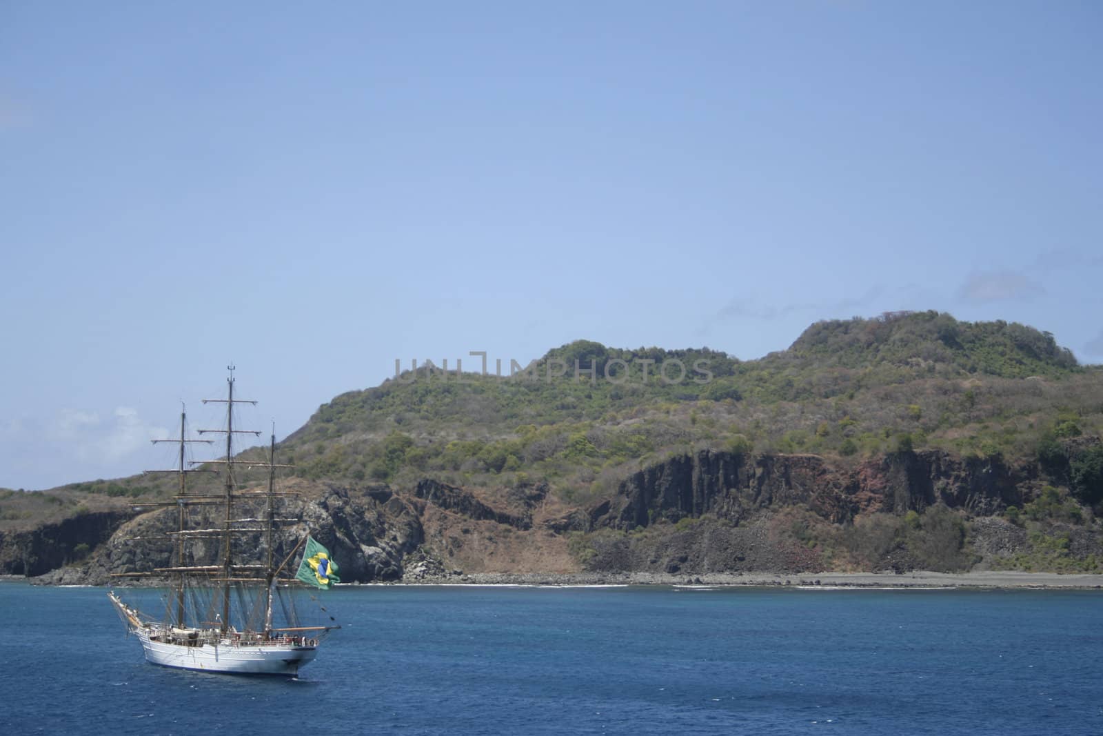 The "White Swan" sail ship, in Fernando de Noronha, Brazil.