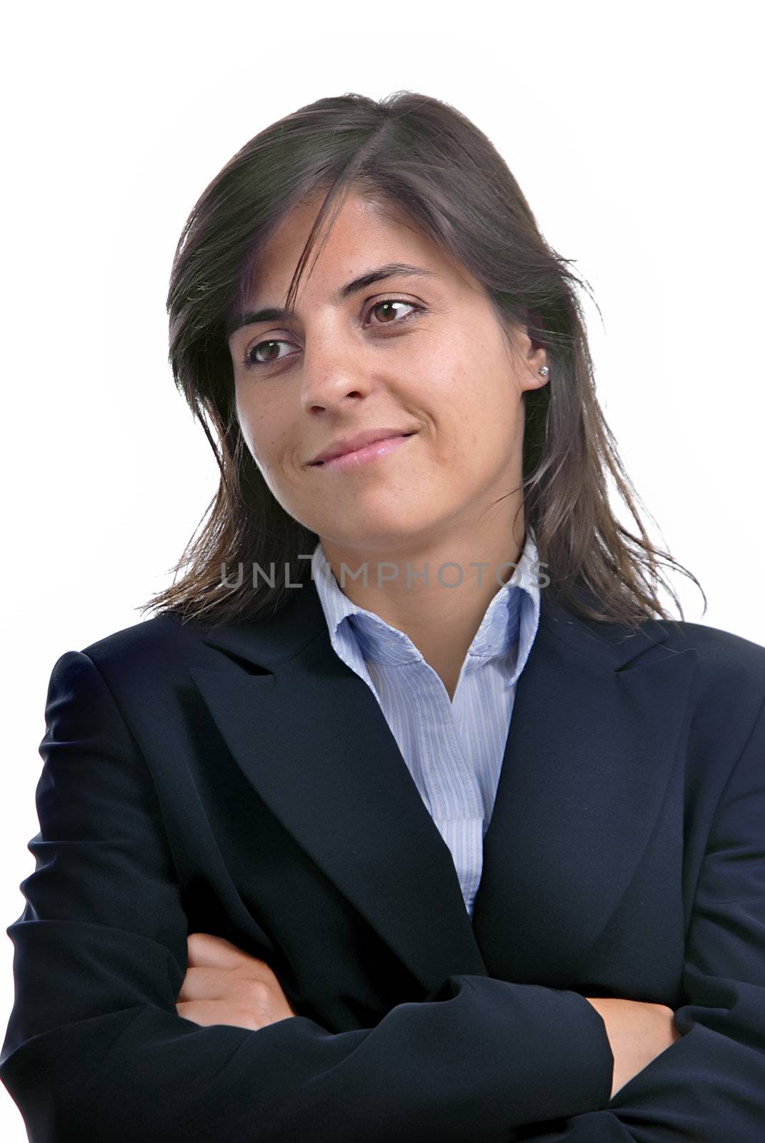 young business woman portrait in white background