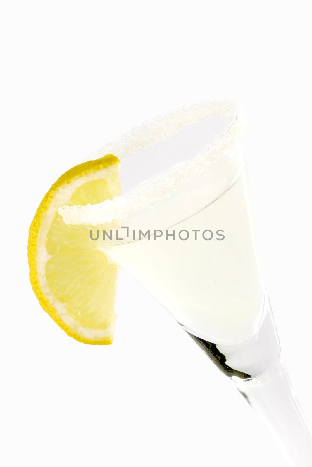 Margarita with lemon slice in a glass