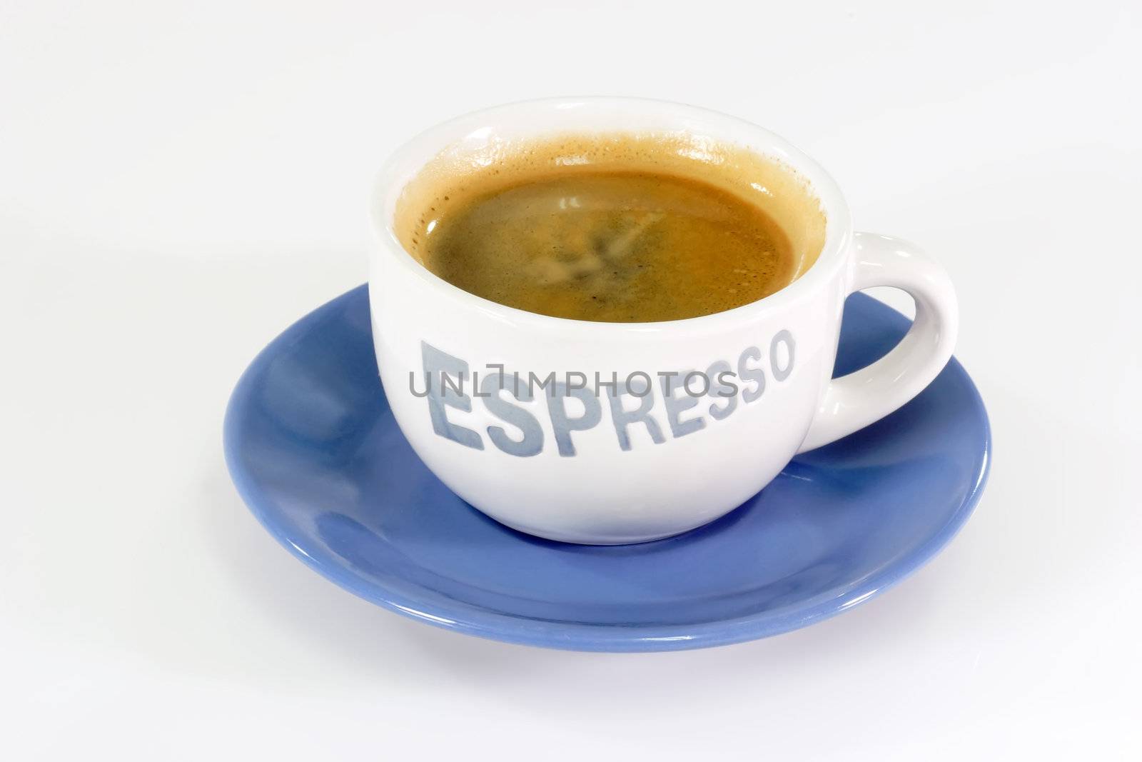 Espresso coffee  on bright Background.