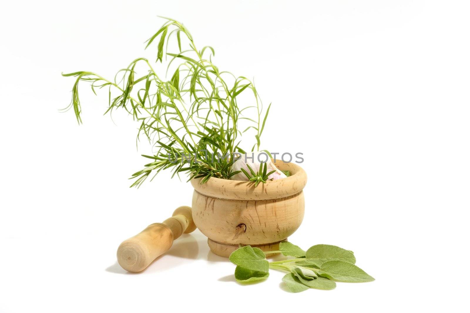 Mortar with Herbs by Teamarbeit