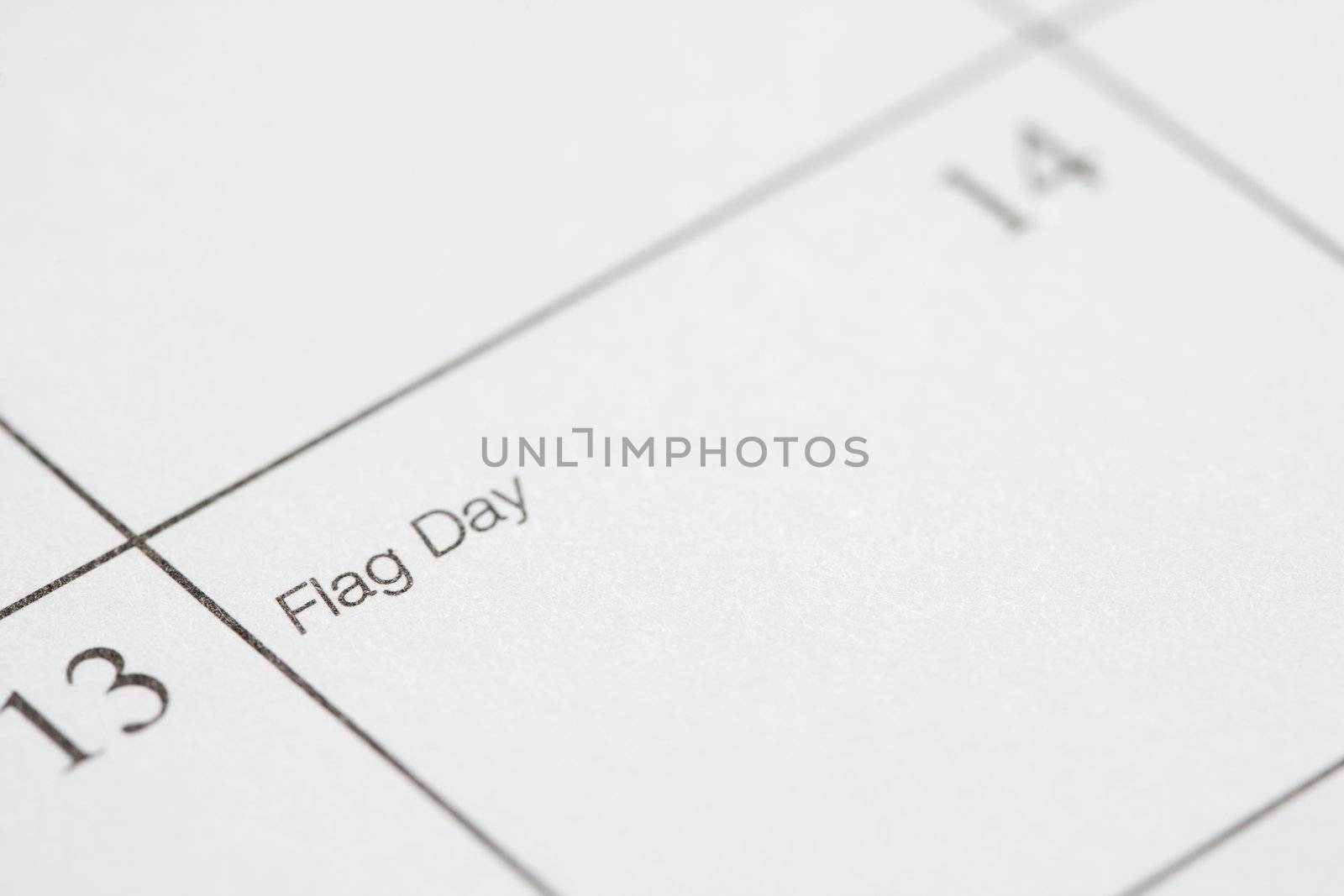 Close up of calendar displaying Flag Day.