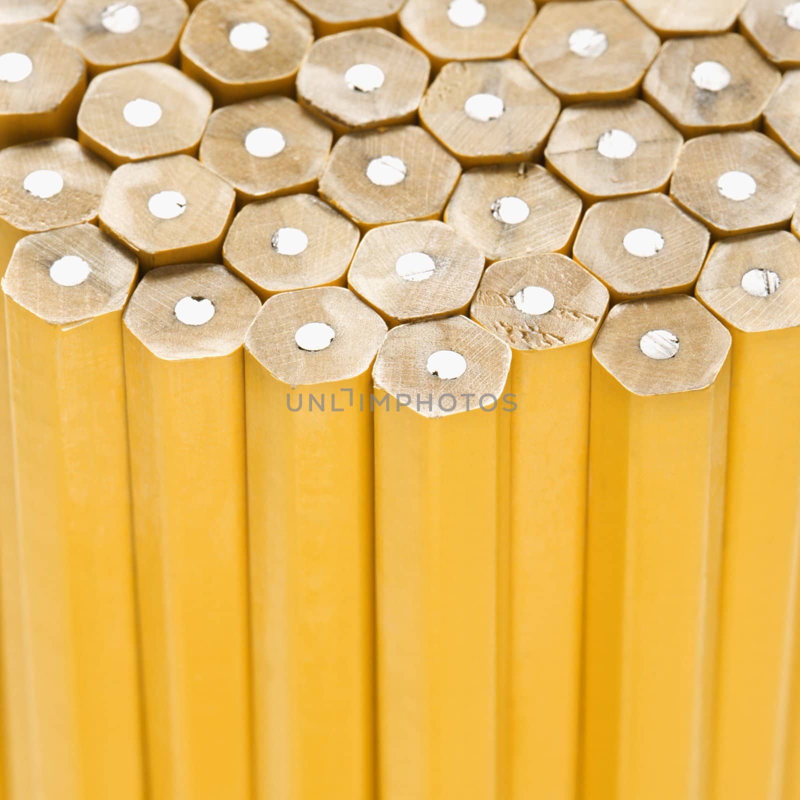 Close up of unsharpened pencils.