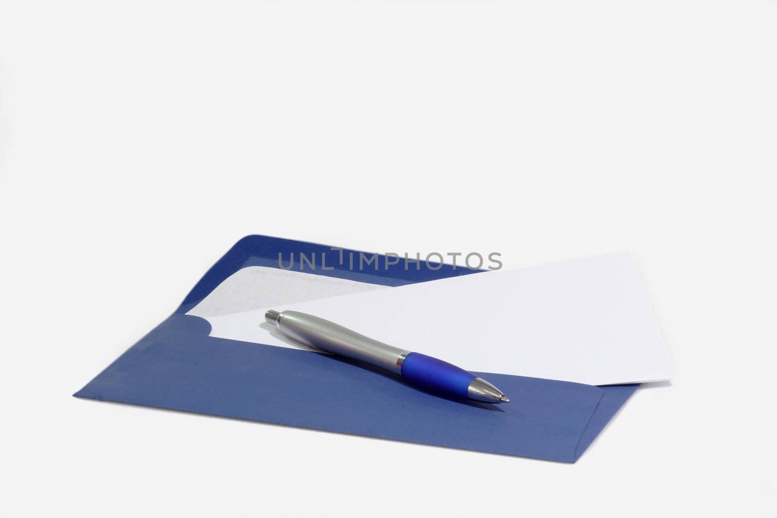 Letter in a blue Envelope on bright background