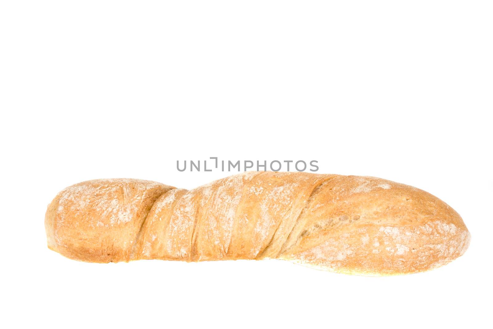 italian ciabatta bread isolated on white by bernjuer
