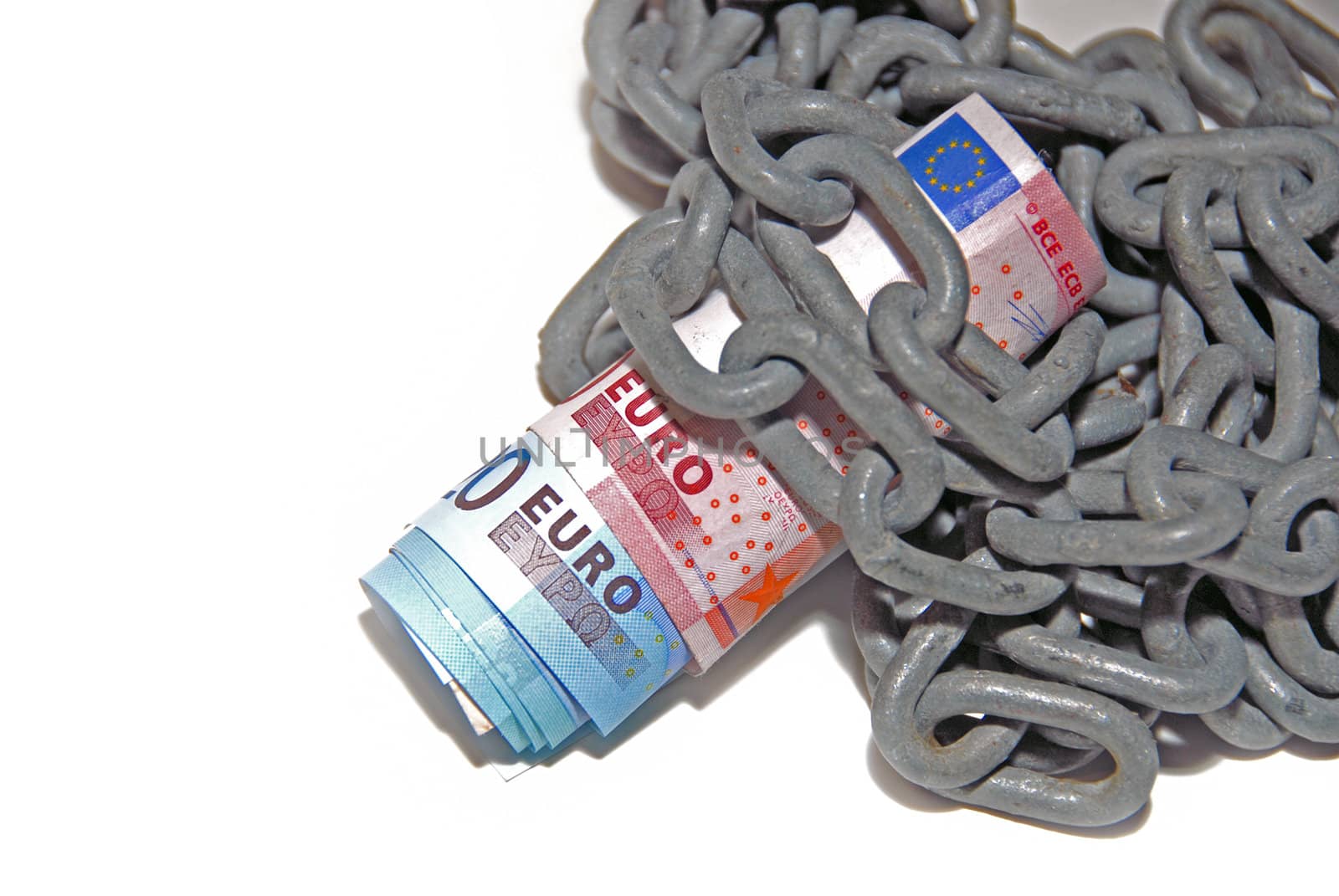 Euro in chain. Safe money.