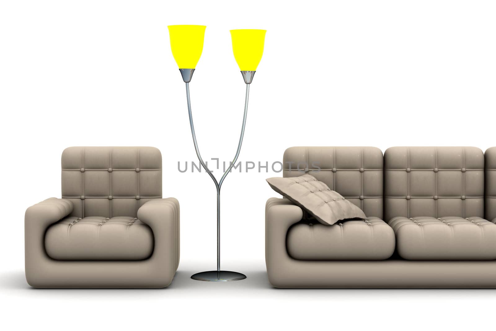 Interior of a living room. 3D image.