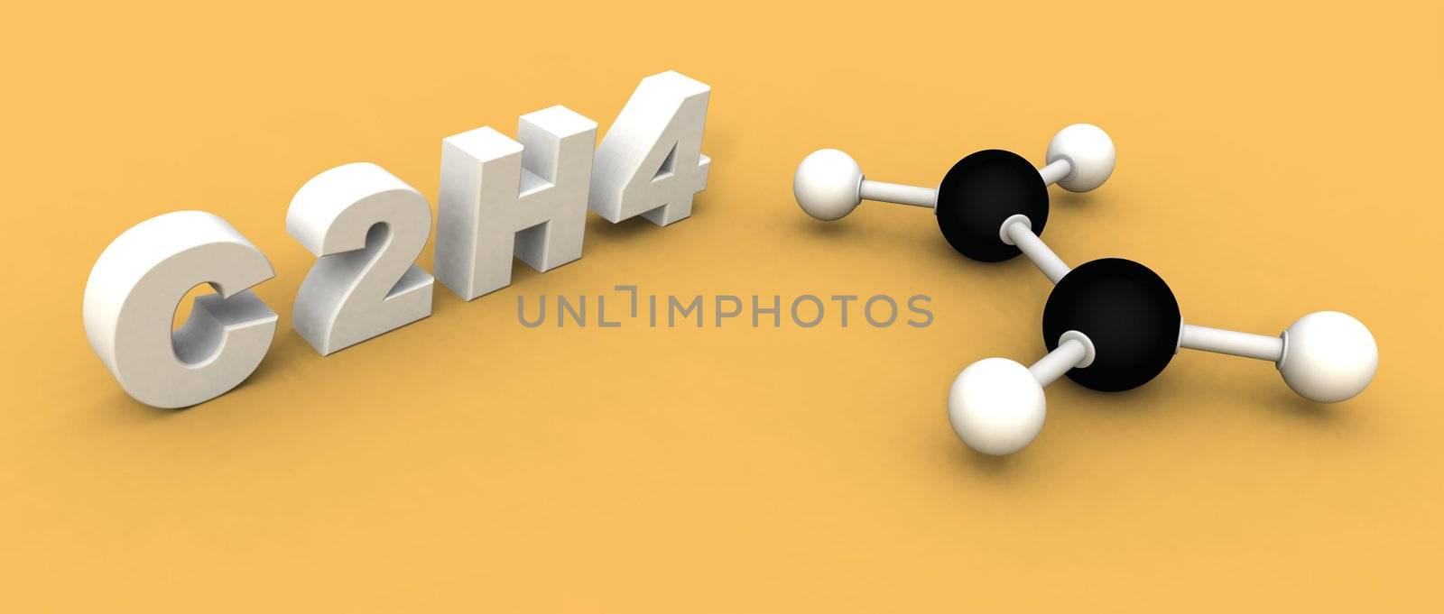 a 3d rendering of an ethylene molecule C2H4