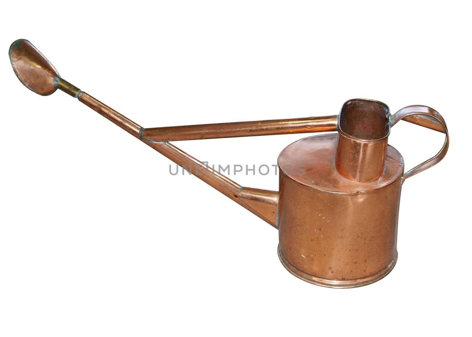 Antique Copper Watering Can isolated with clipping path