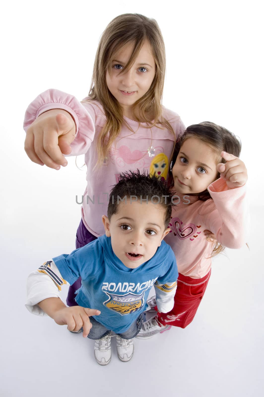little kids indicating you on an isolated white background