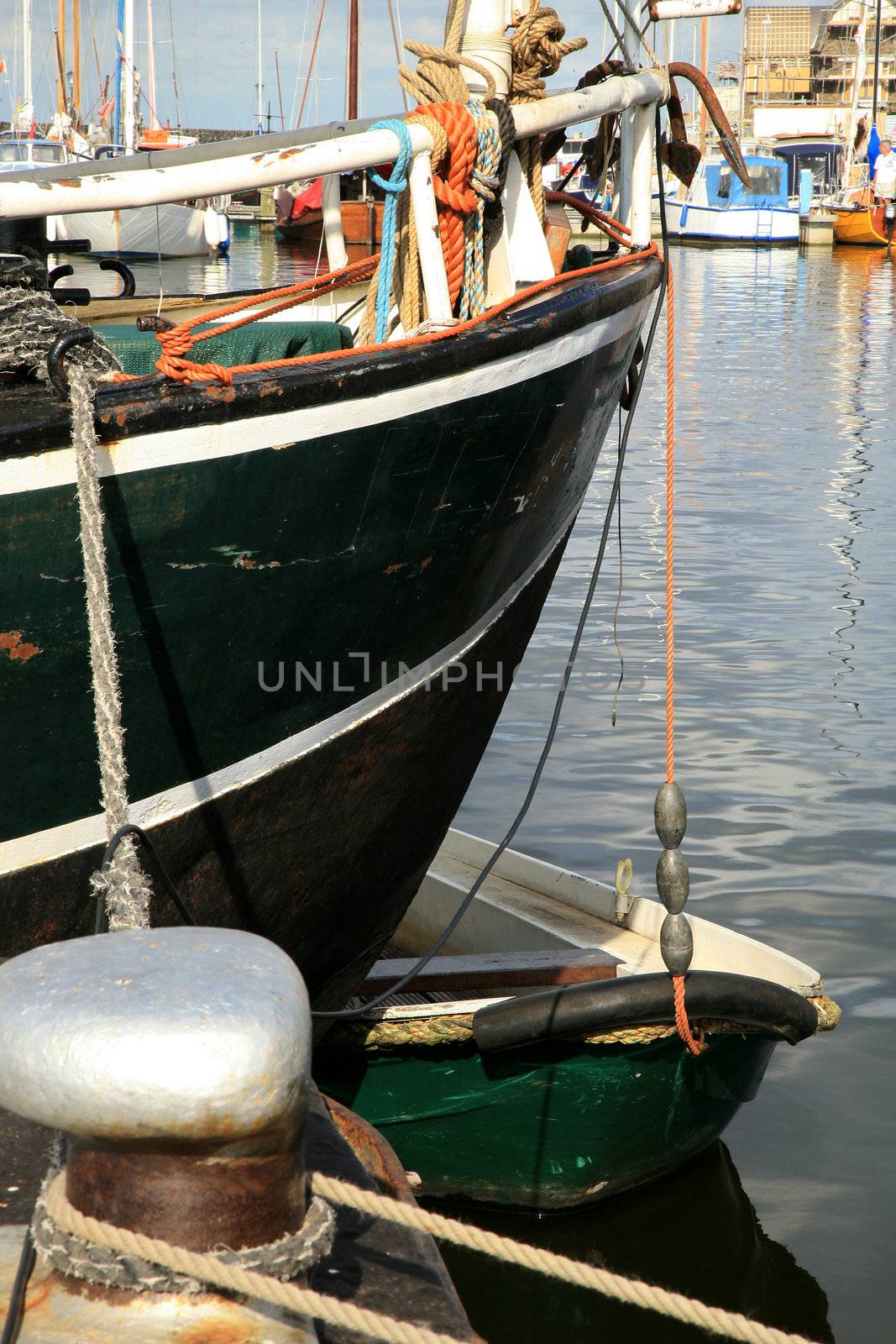 Boats in port - Urk, the Netherlands. Picturesque, small town in Flevoland.
