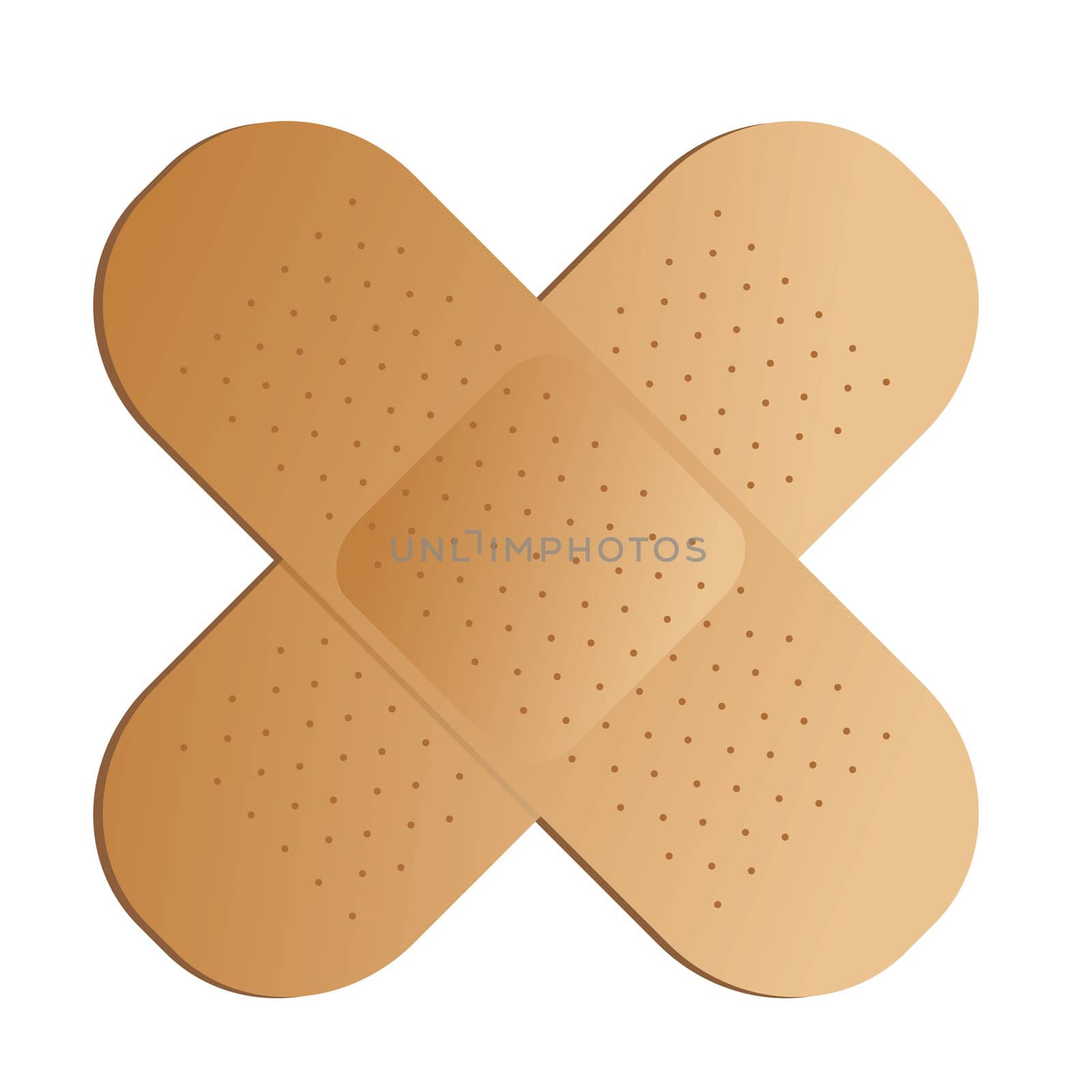 Two illustrated band aids cross with a drop shadow