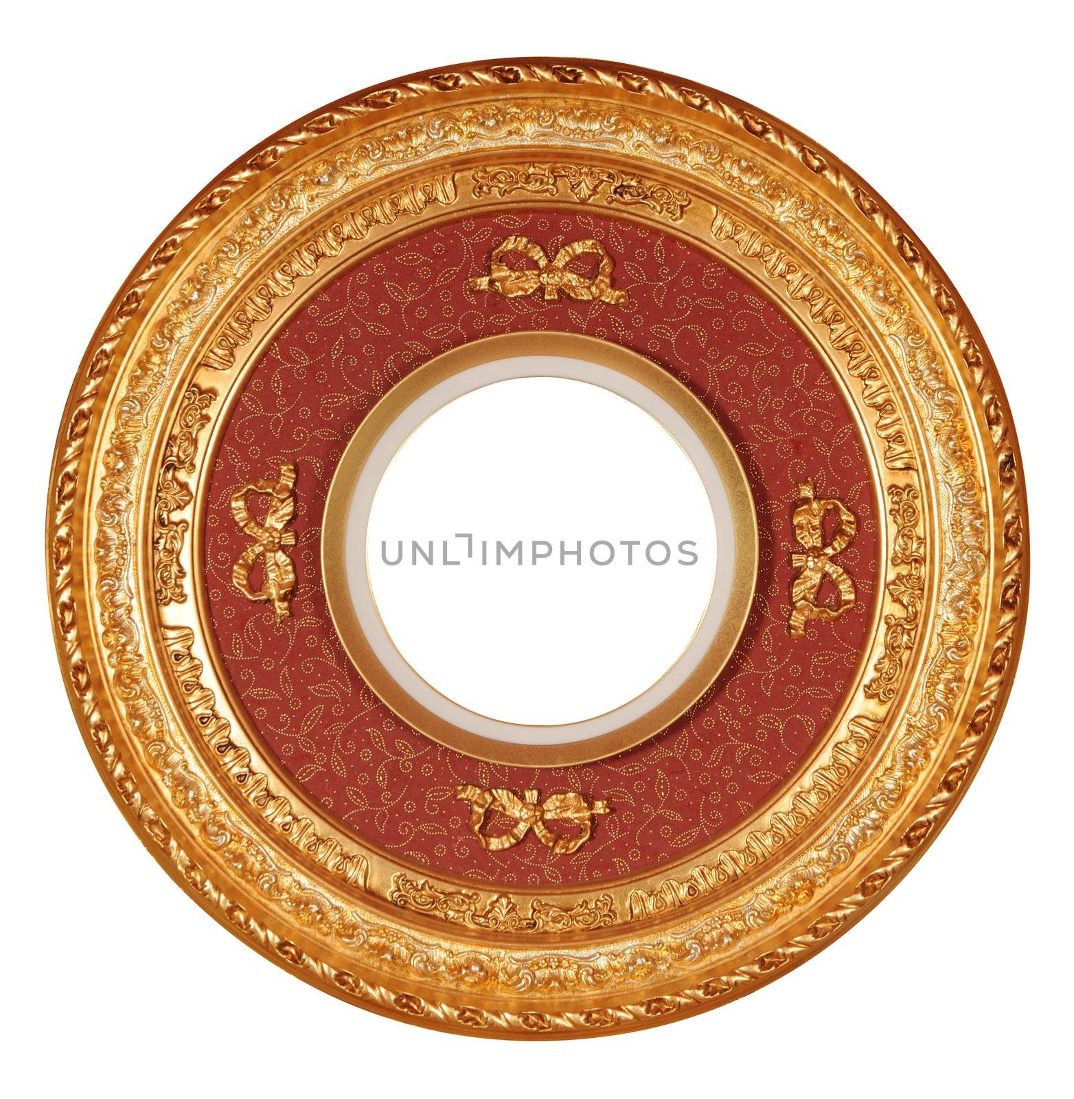 round antique frame with clipping path