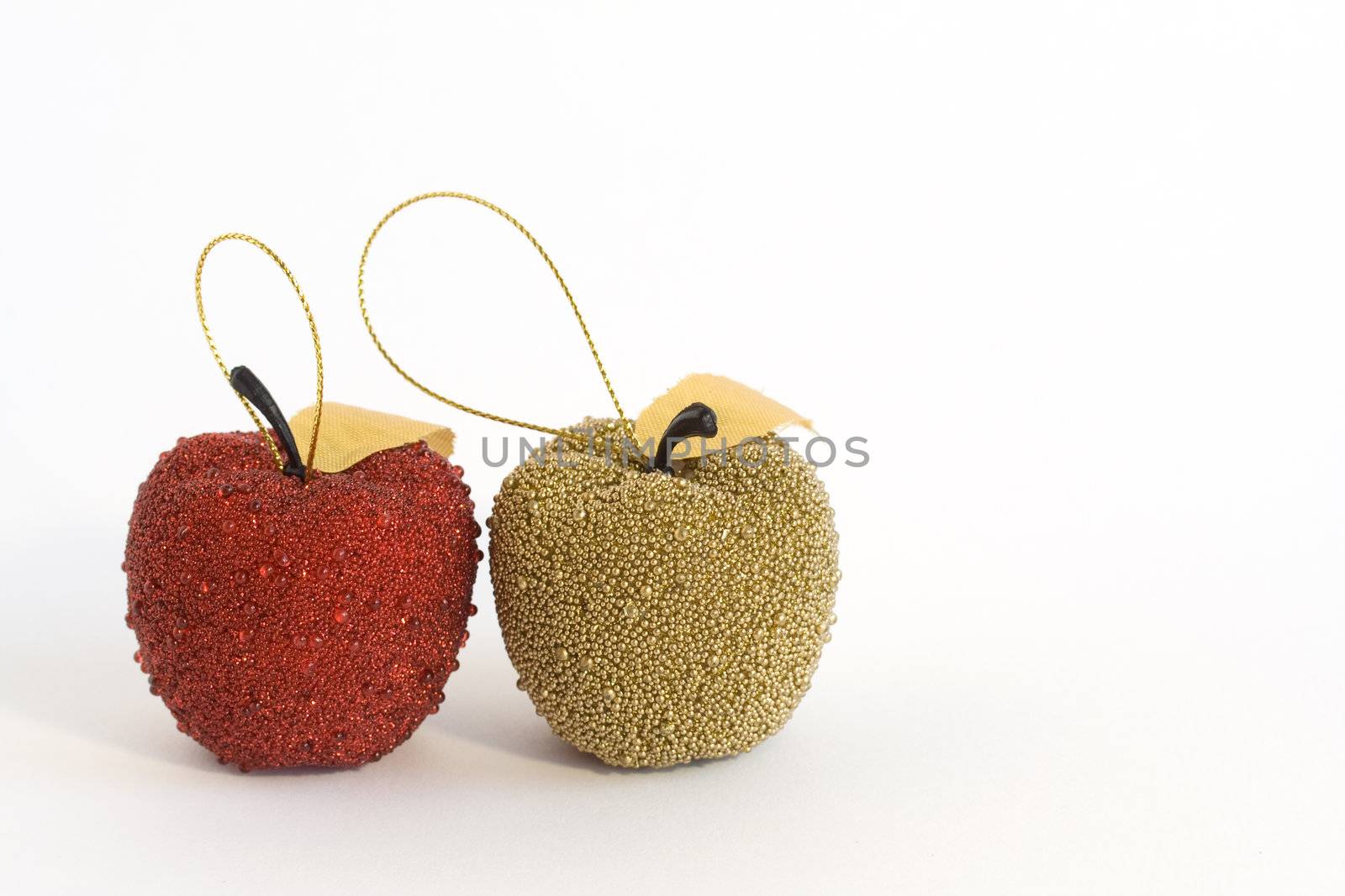 Red and gold apples for christmas tree decorating by serpl