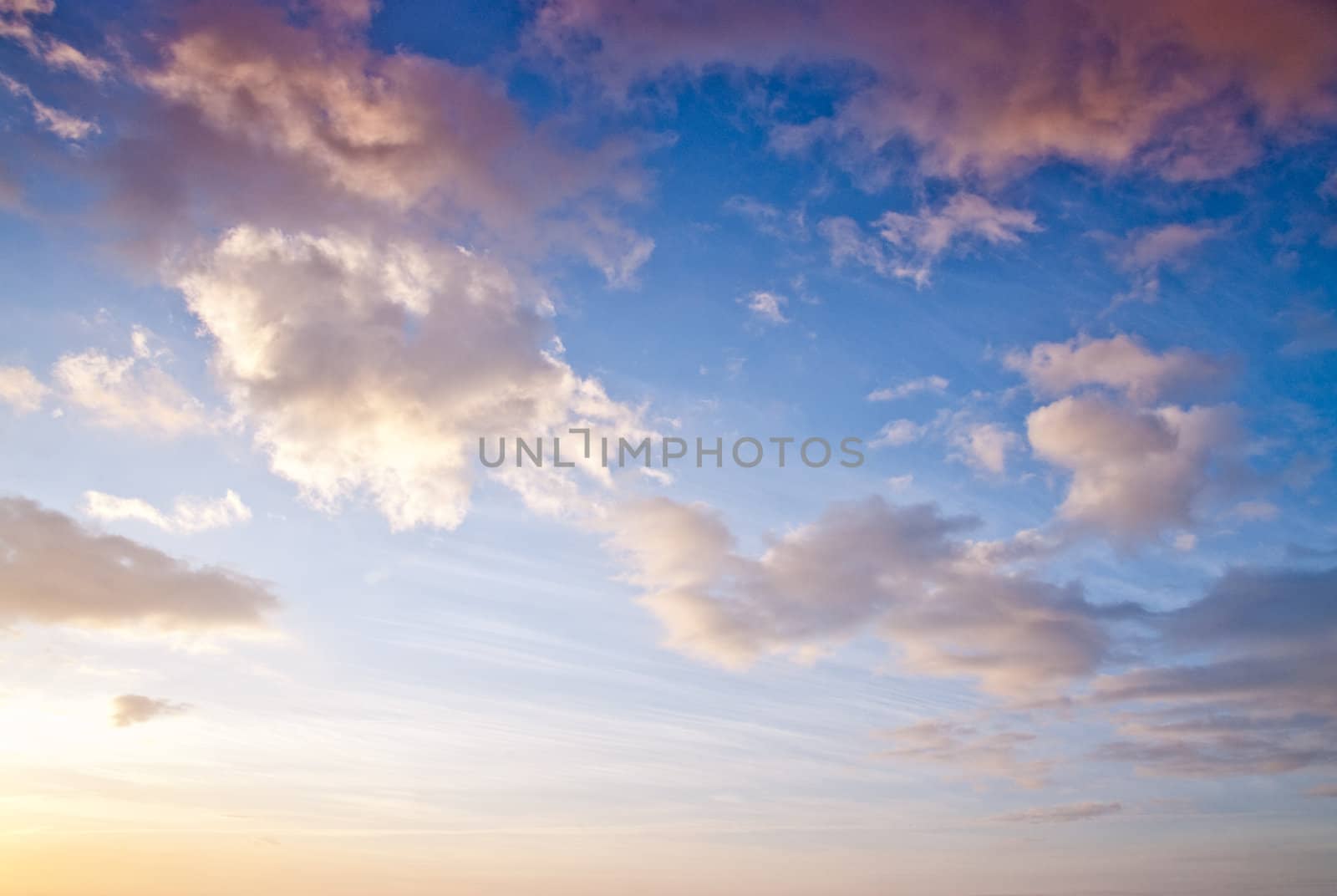 A sunset cloudy sky.