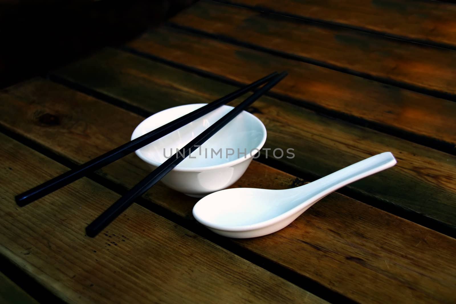 Chinese soup bowl and chopsticks  by jal300