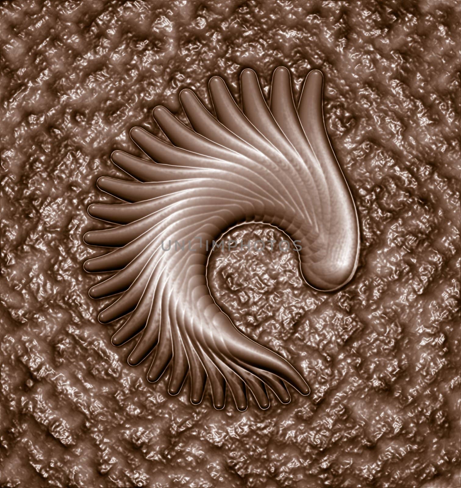 Abstract organic form on stone background - 3d illustration