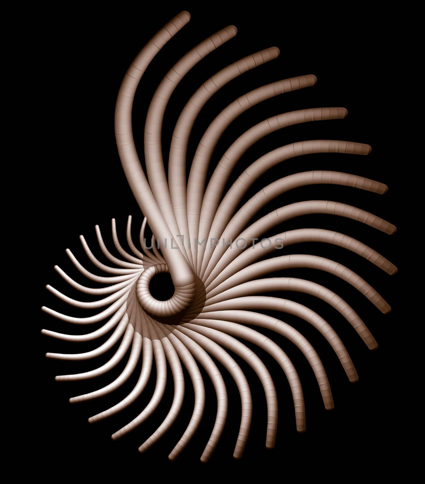 Abstract organic form on black background - 3d illustration