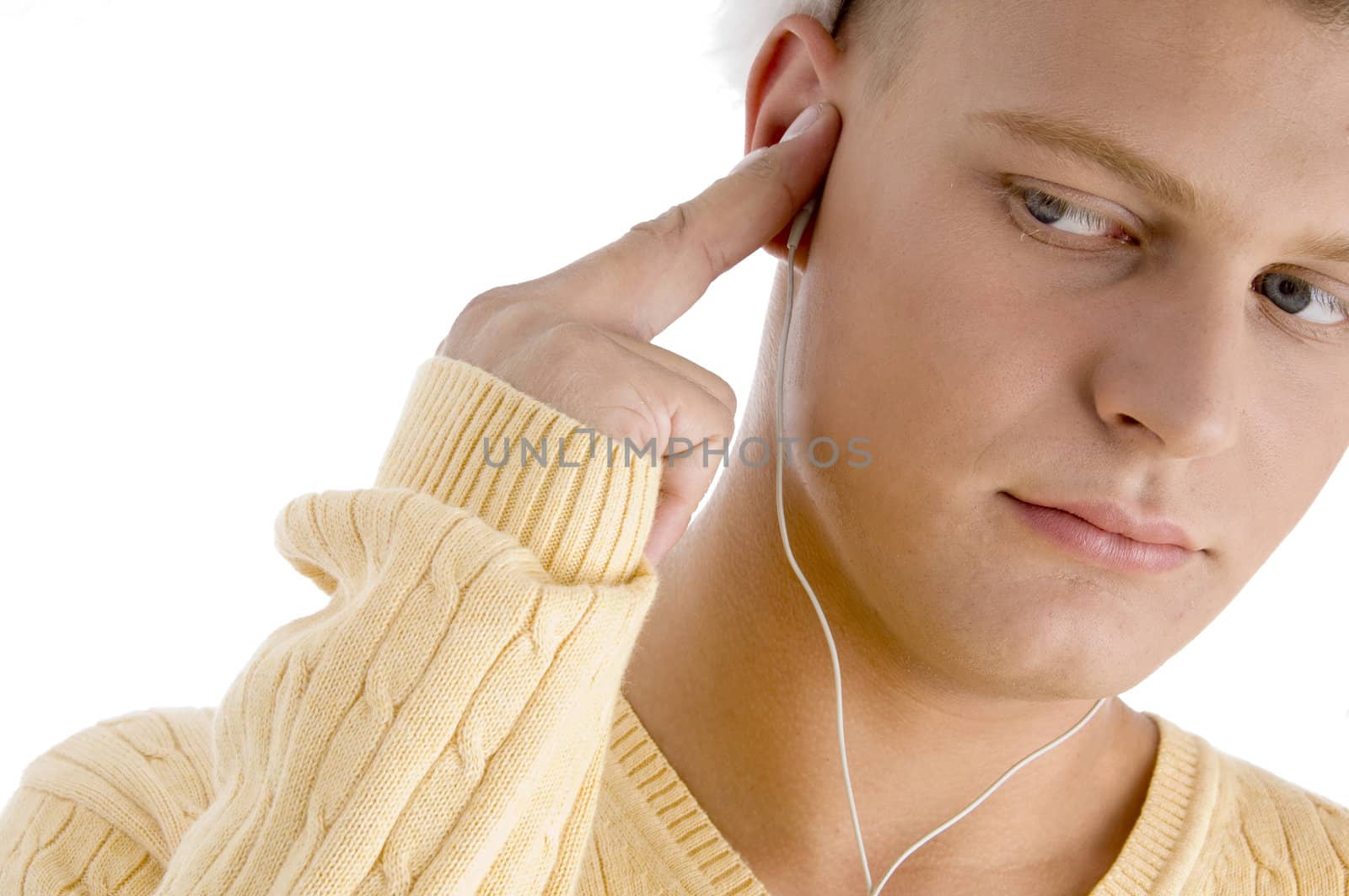 portrait of man looking aside on an isolated white background