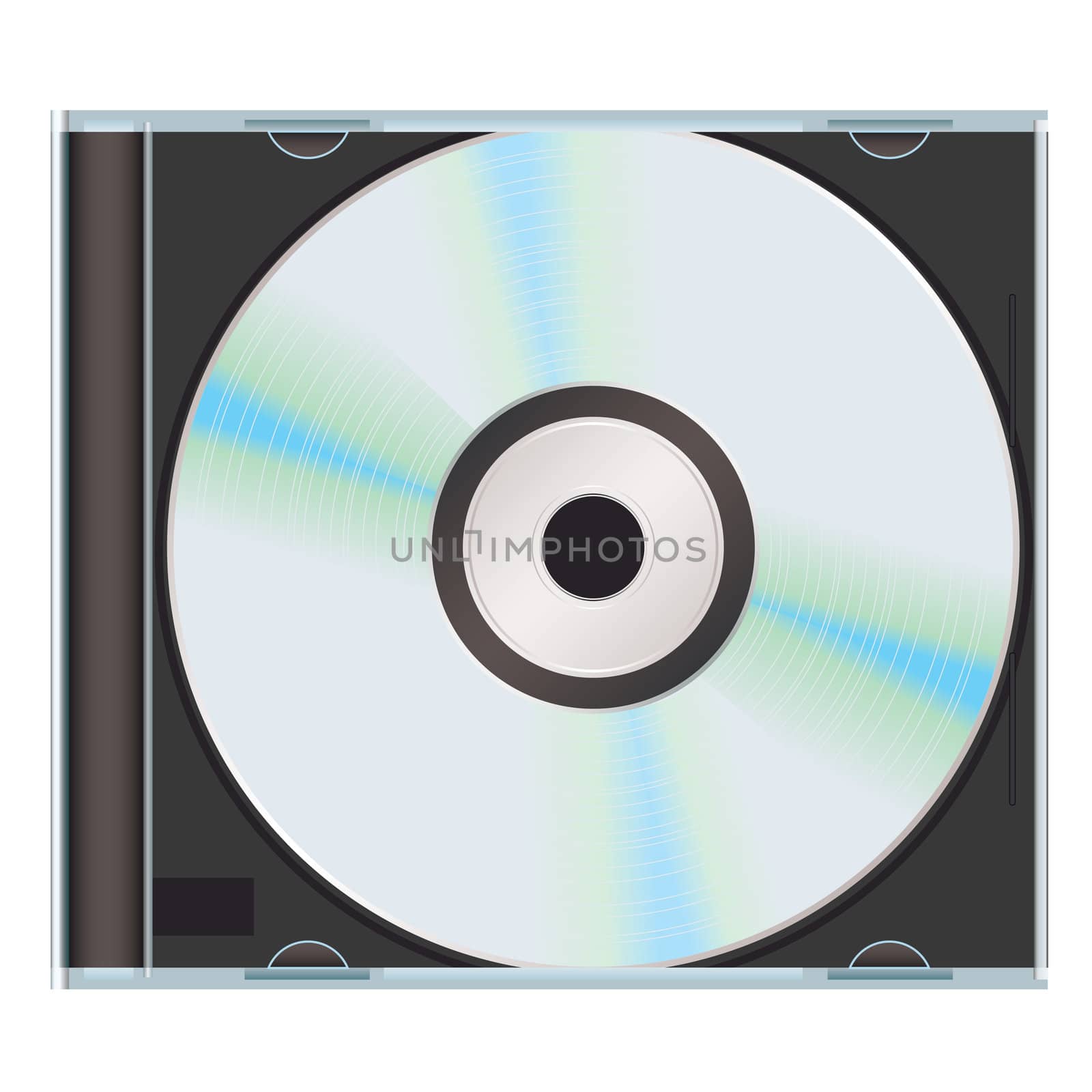 Computer or music cd with black cd case and blank label