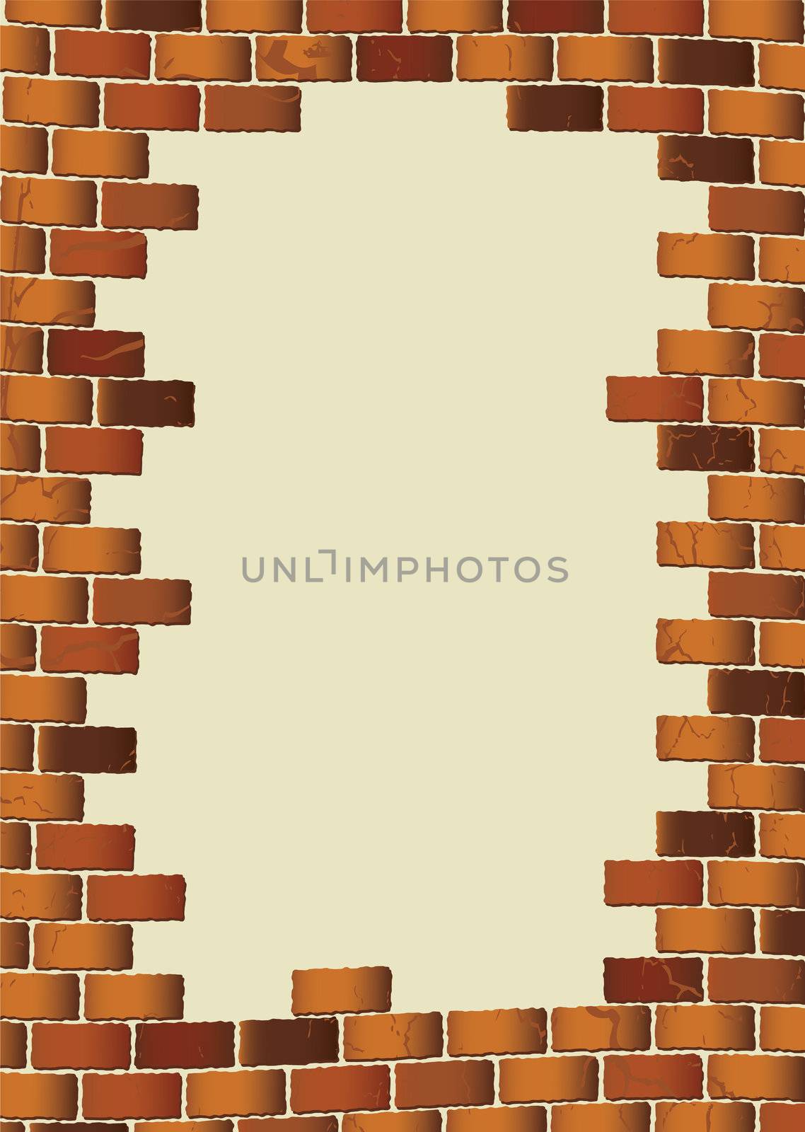 Brown grunge brick wall with blank hole for text