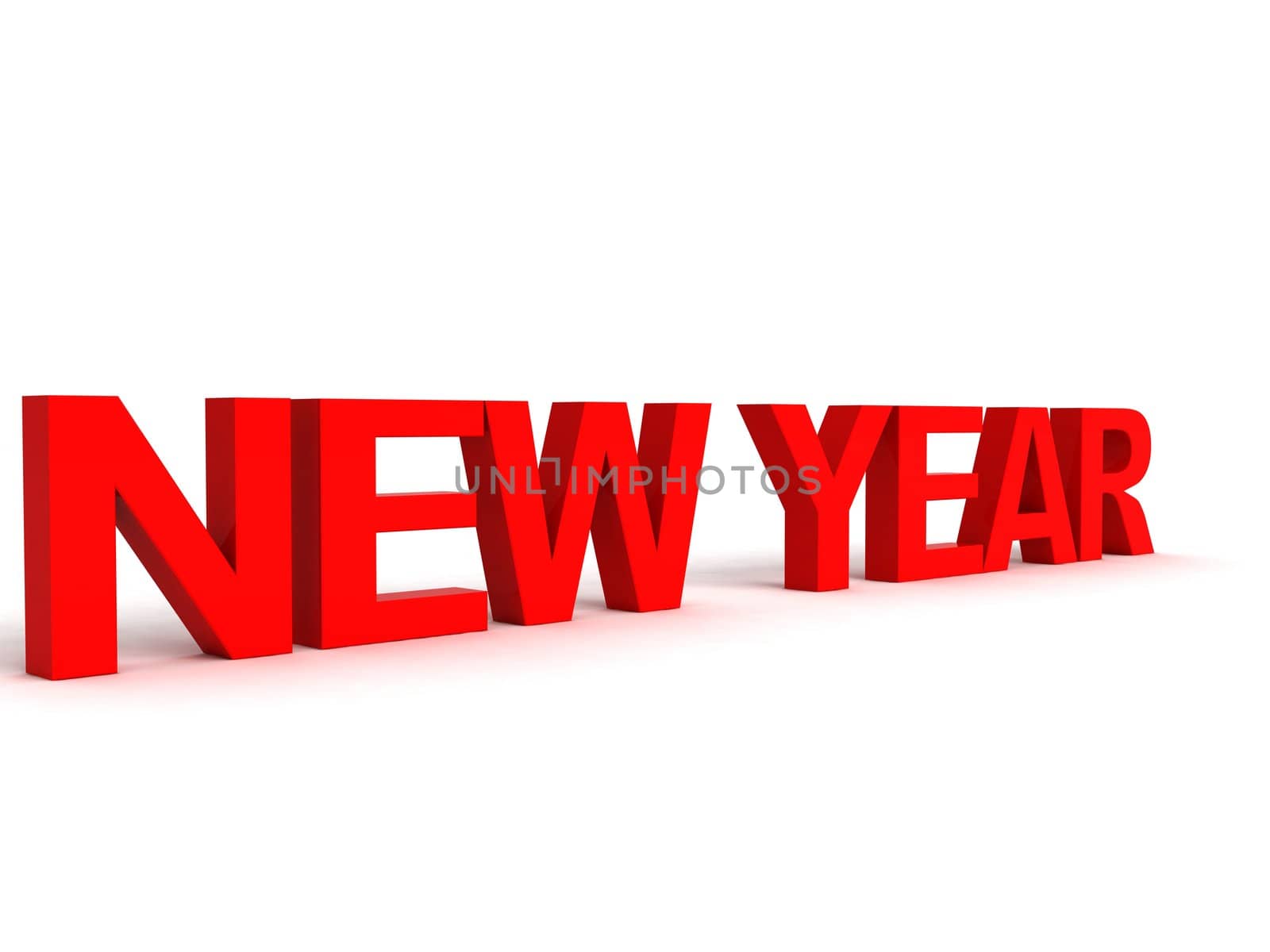 three dimensional view of new year word