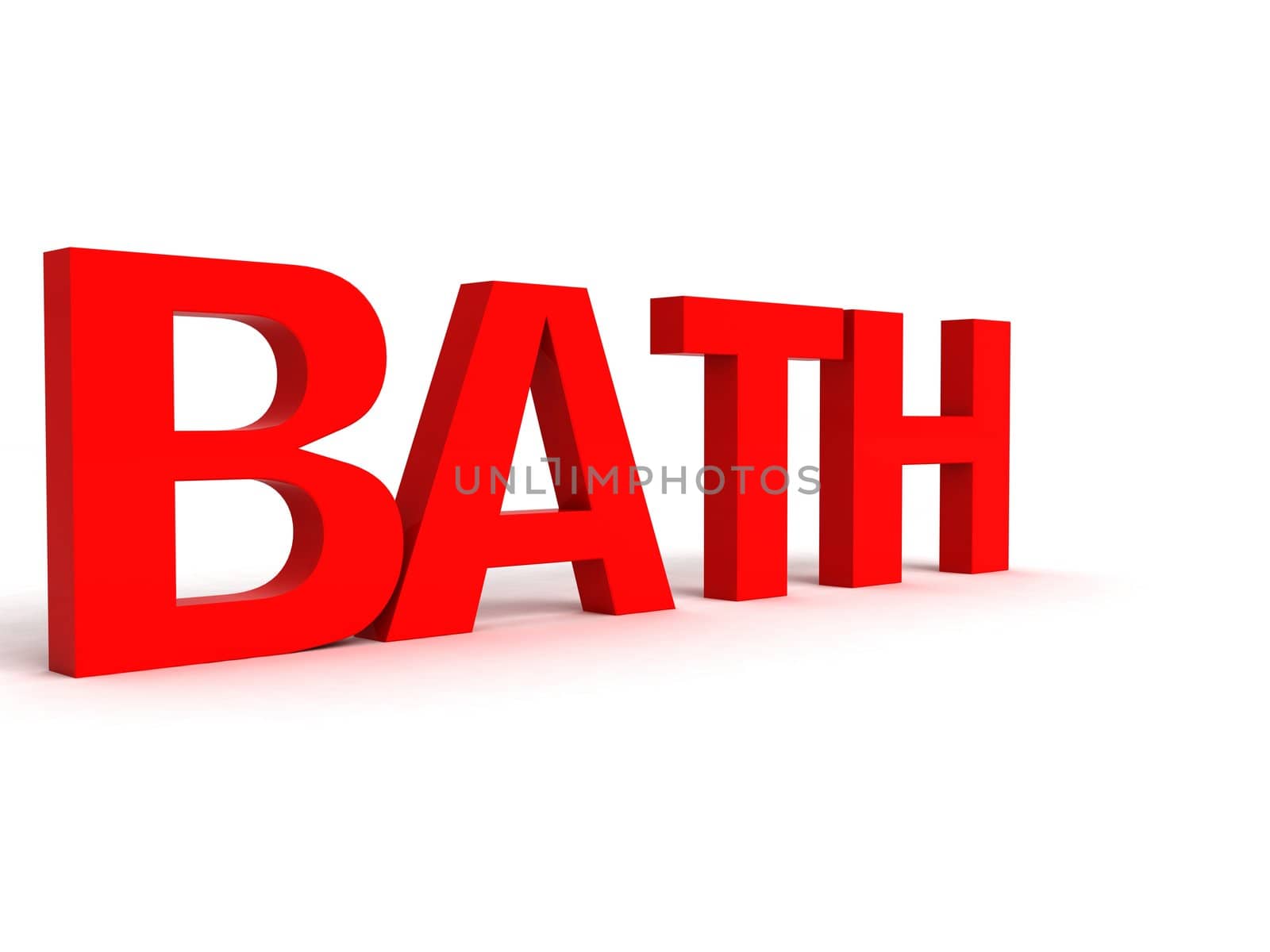three dimensional side view of bath text by imagerymajestic
