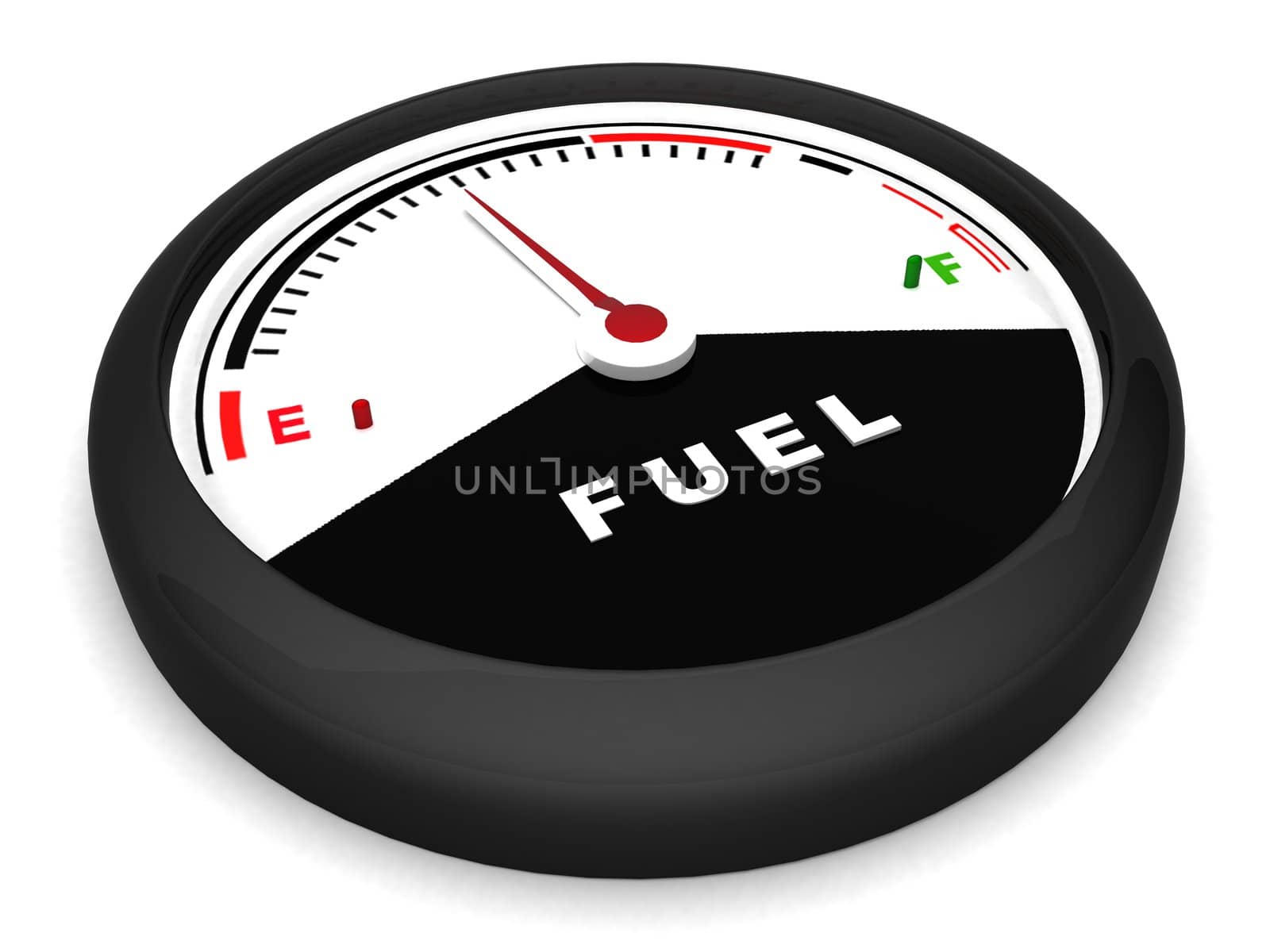 three dimensional fuel meter in flat position