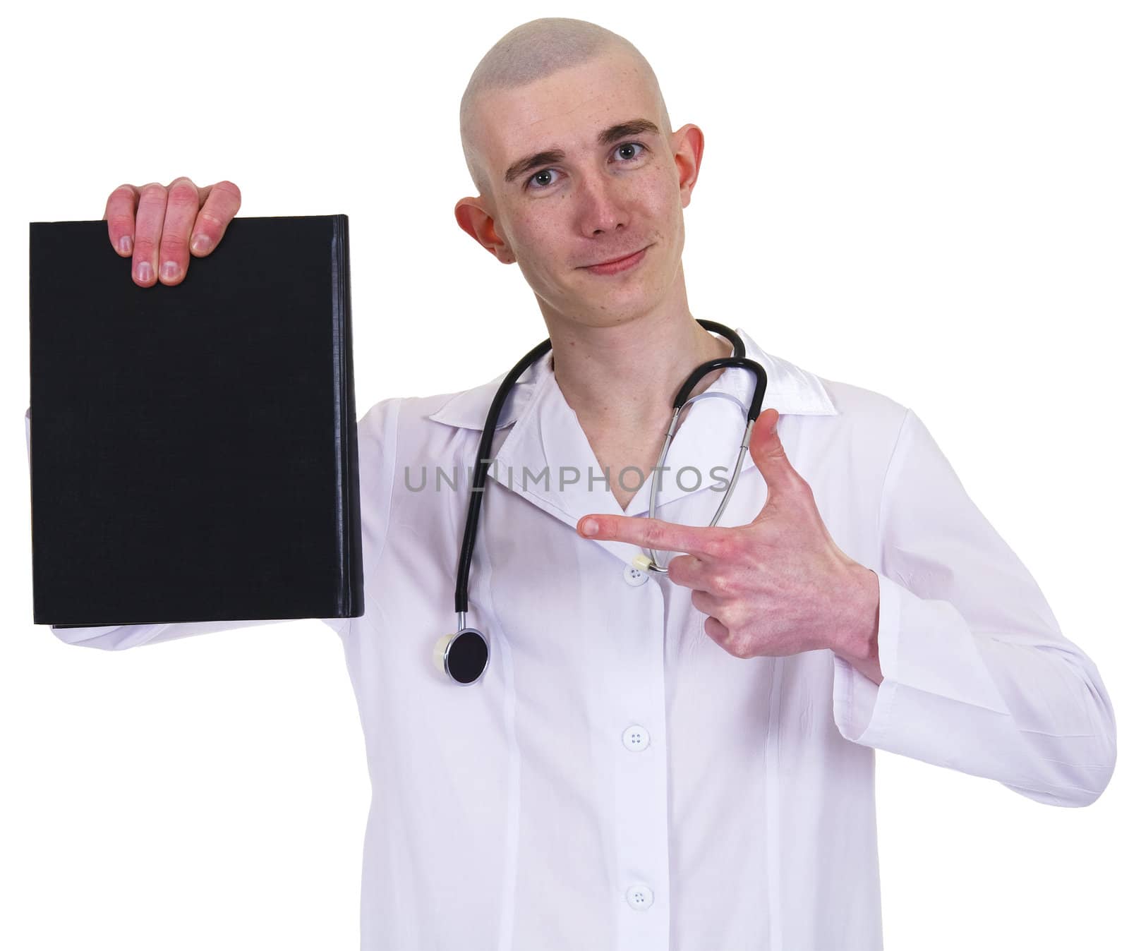 The doctor on a white background with a stetoscope