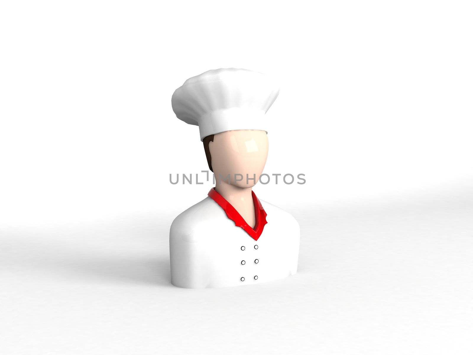 three dimensional character of chef on isolated background