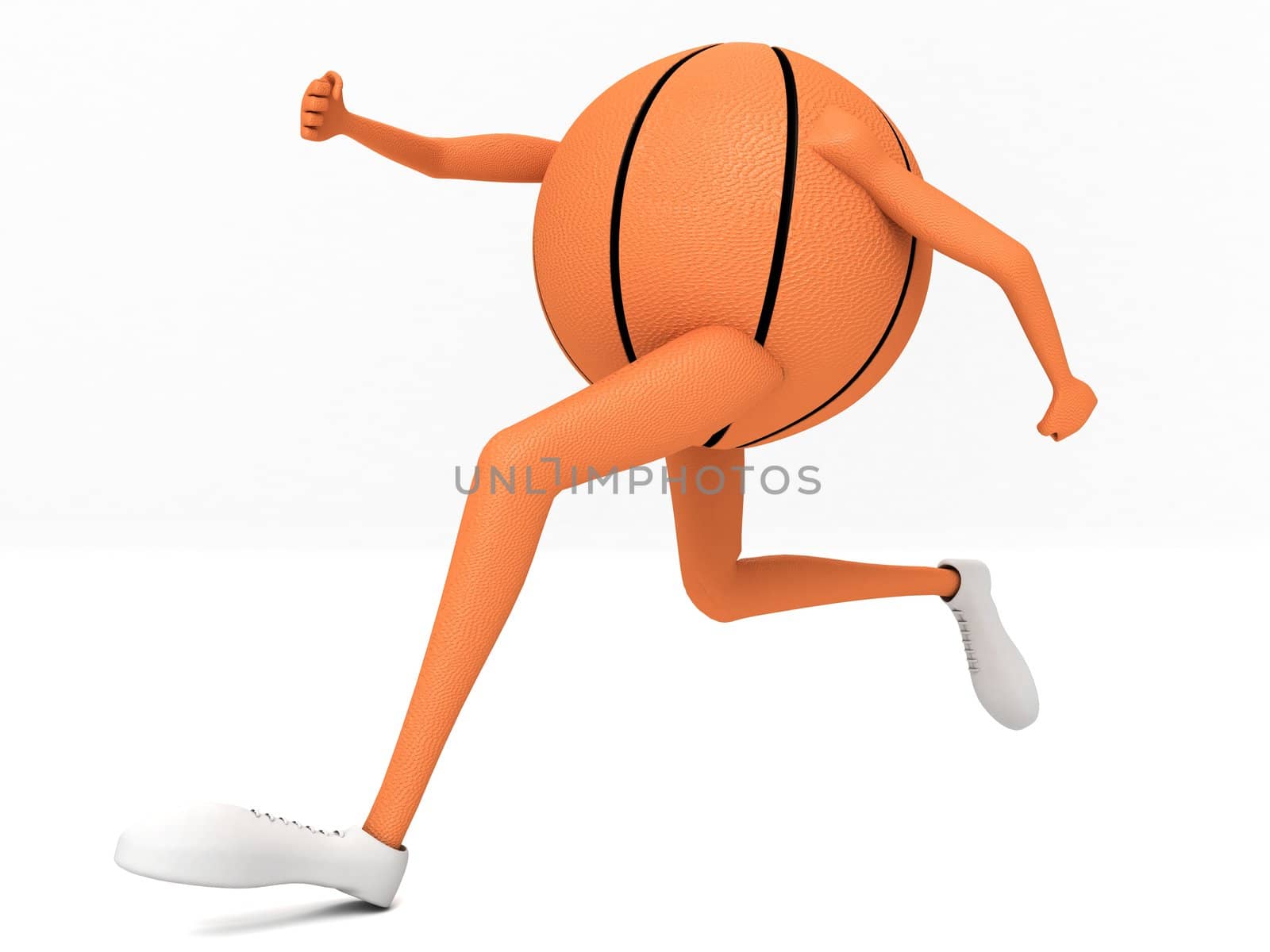 three dimensional view of running basket ball



