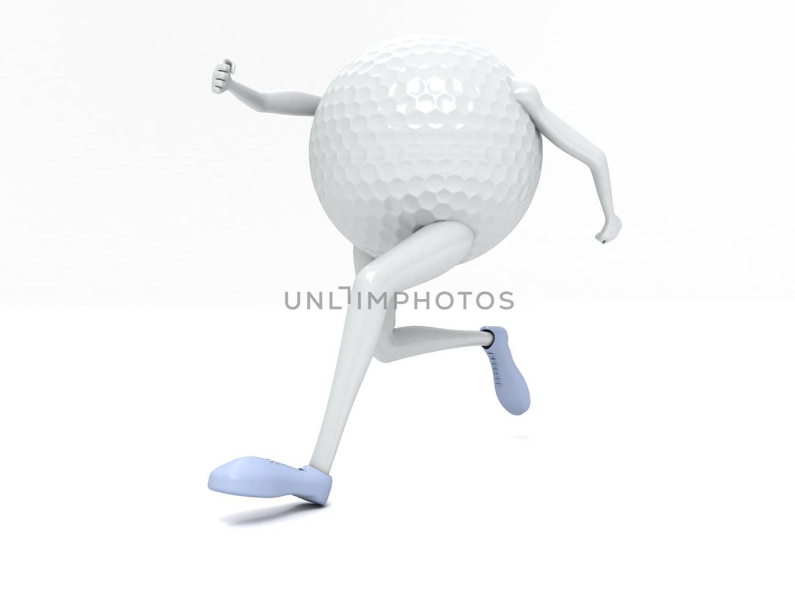 three dimensional view of running golf ball



