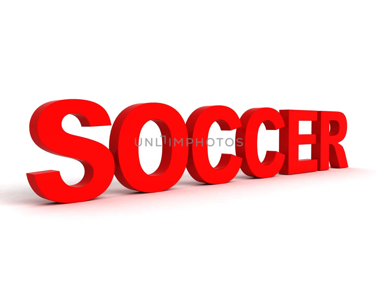side view of three dimensional soccer word




