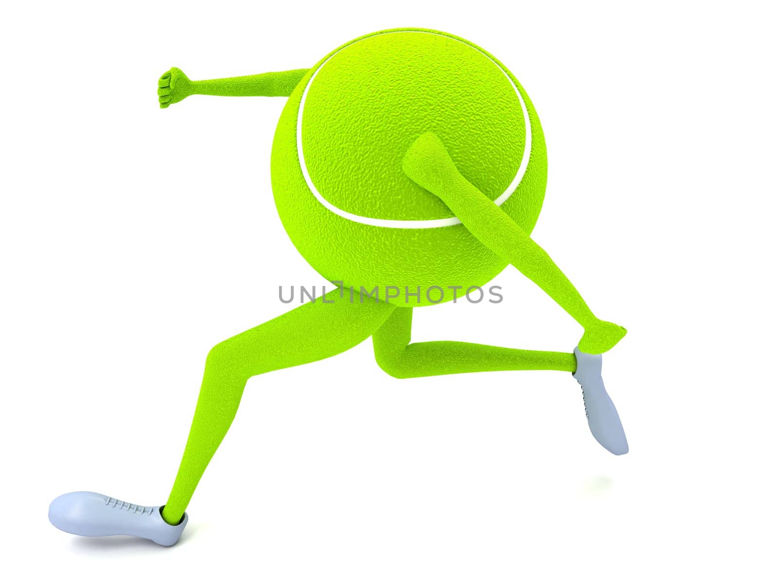 isolated three dimensional running tennis ball


